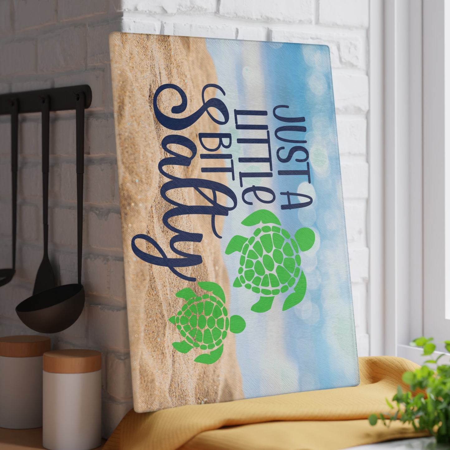 Just a Little Bit Salty Glass Cutting Board – Sea Turtle Beach Design
