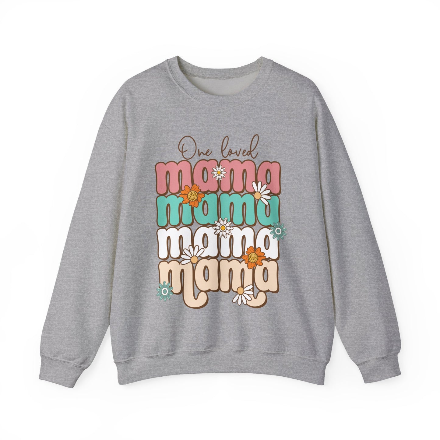 🌼💖 One Loved Mama Sweatshirt – Retro Floral Motherhood Crewneck
