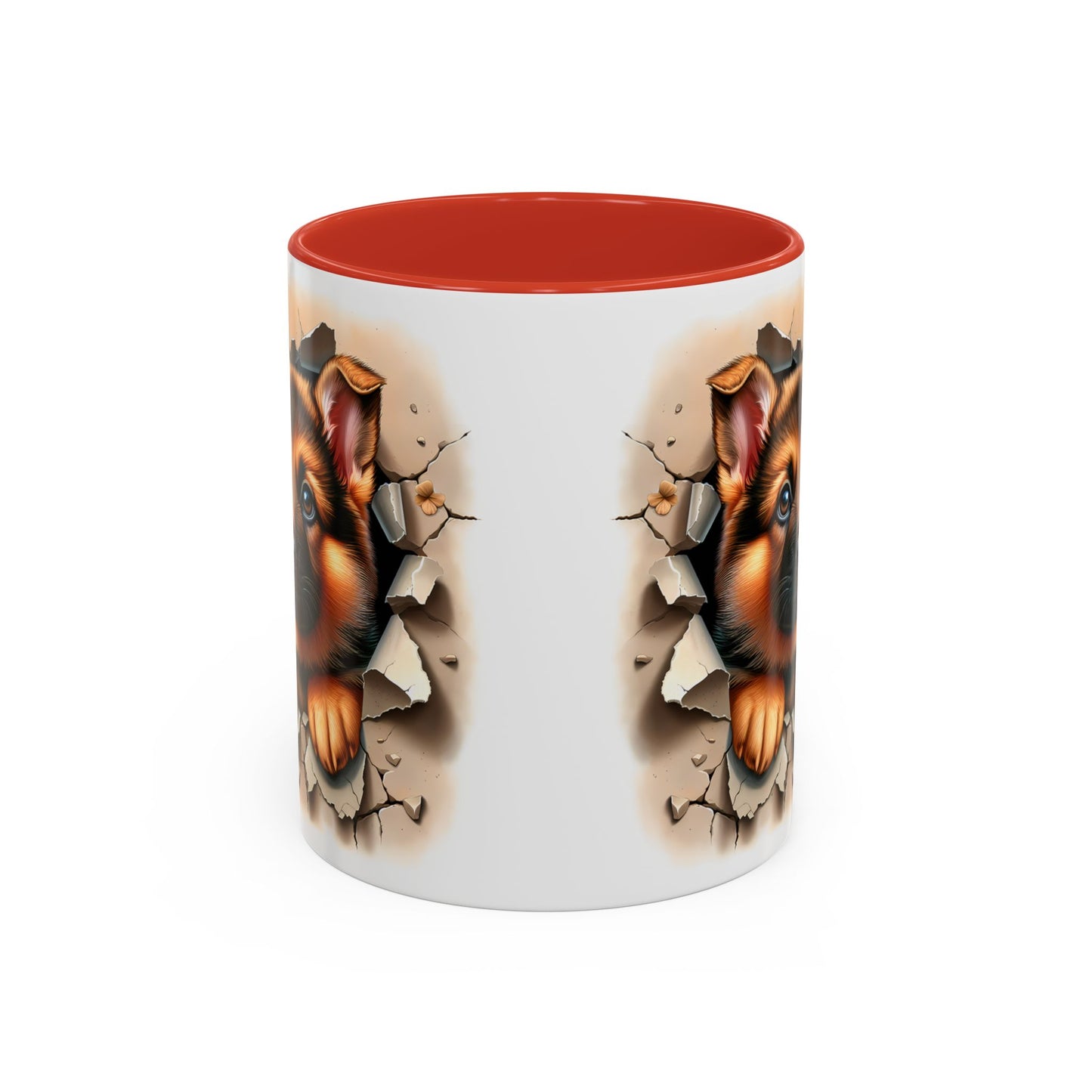 🐾☕ German Shepherd Puppy Peek Accent Mug – Loyal Pup Lover Gift ✨🖤