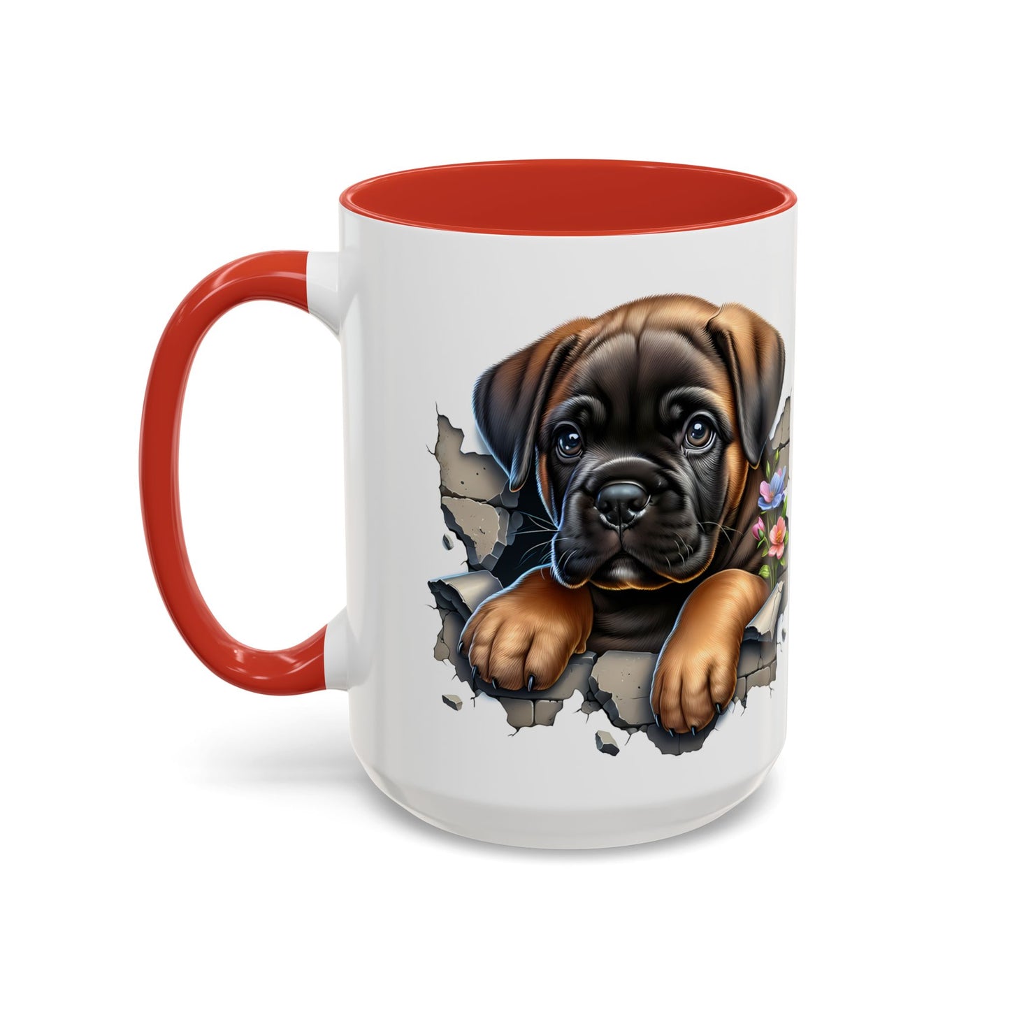 🧡 Boxer Puppy Accent Mug – Adorable Peek-Through Cup for Dog Lovers