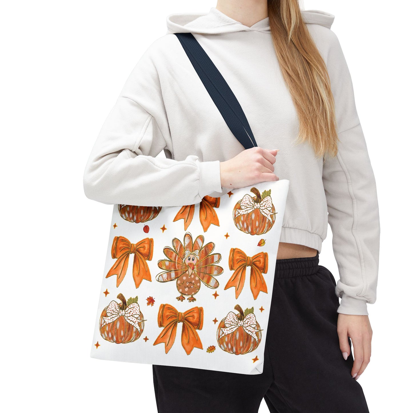 🎀 Girly Bows & Turkey Tote Bag – Cute & Cozy Thanksgiving Style 🦃🧡