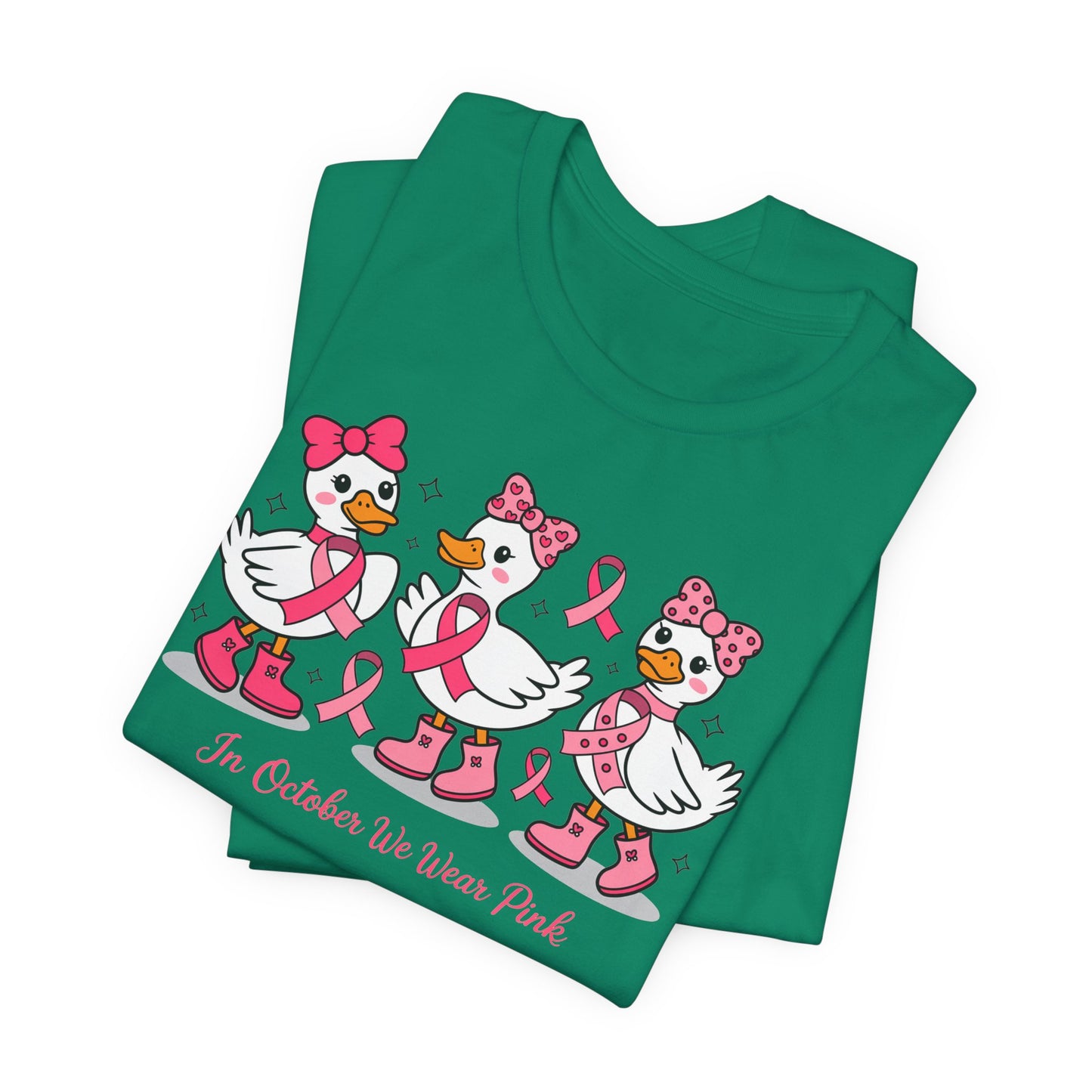 🎀🦆 In October We Wear Pink Duck T-Shirt – Cute Breast Cancer Awareness Tee 💖✨