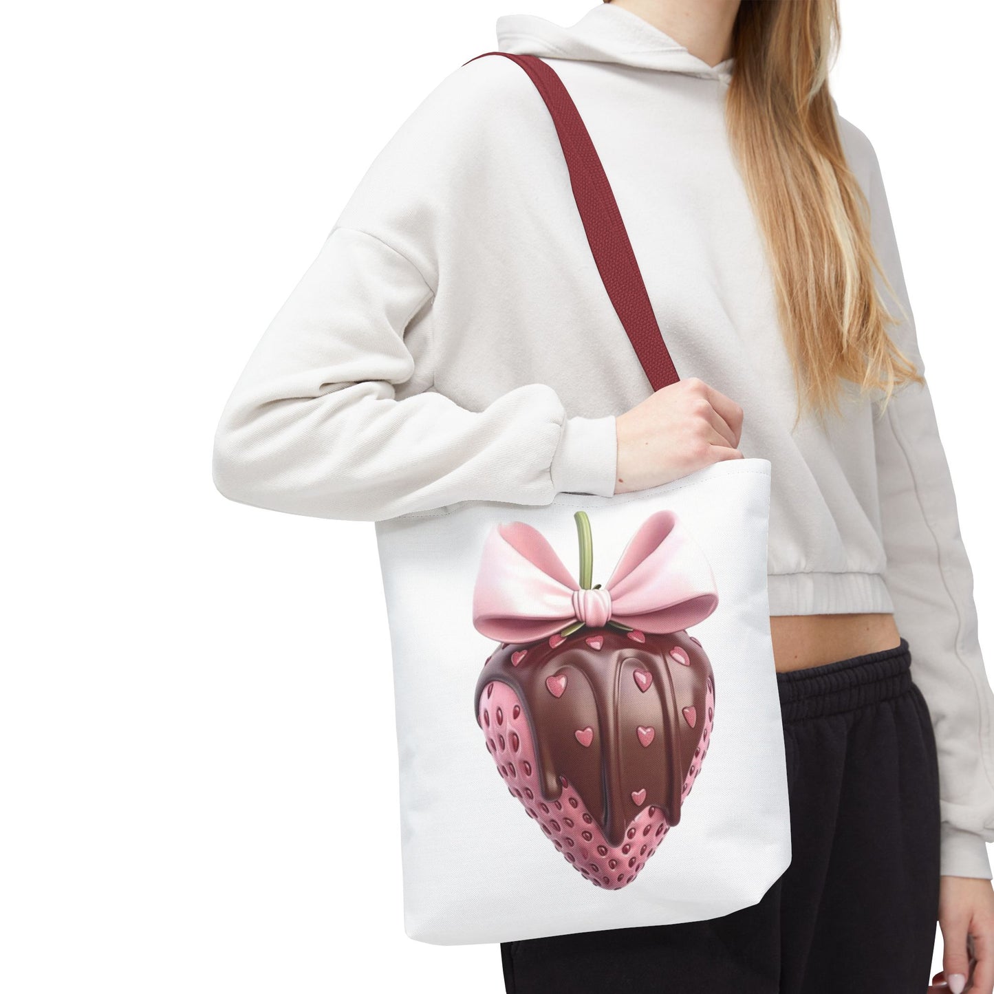 🍓 Chocolate-Dipped Strawberry Tote Bag – Sweet, Romantic & Practical 🍫