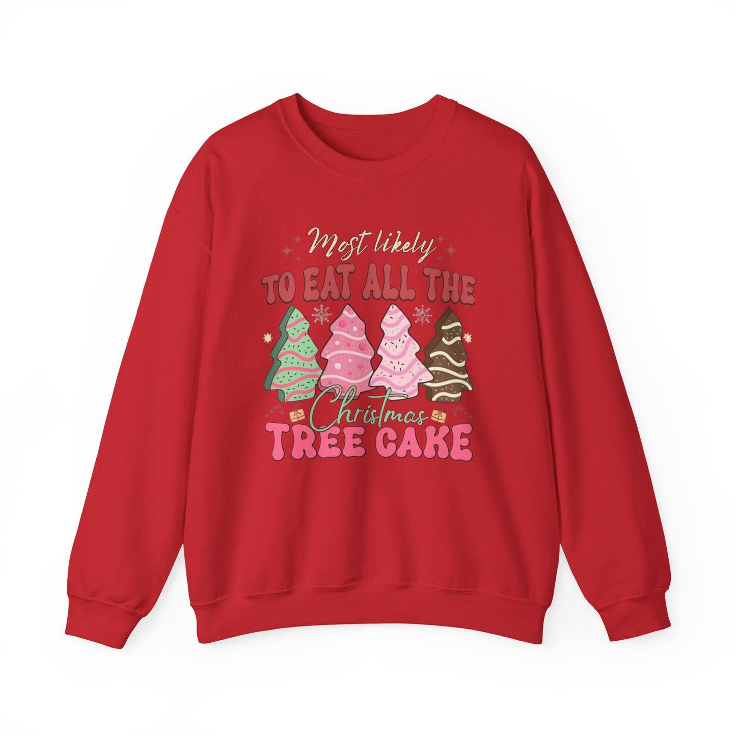 🎄🍰 Most Likely to Eat All the Christmas Tree Cake Sweatshirt – Fun Holiday Dessert Lover Gift