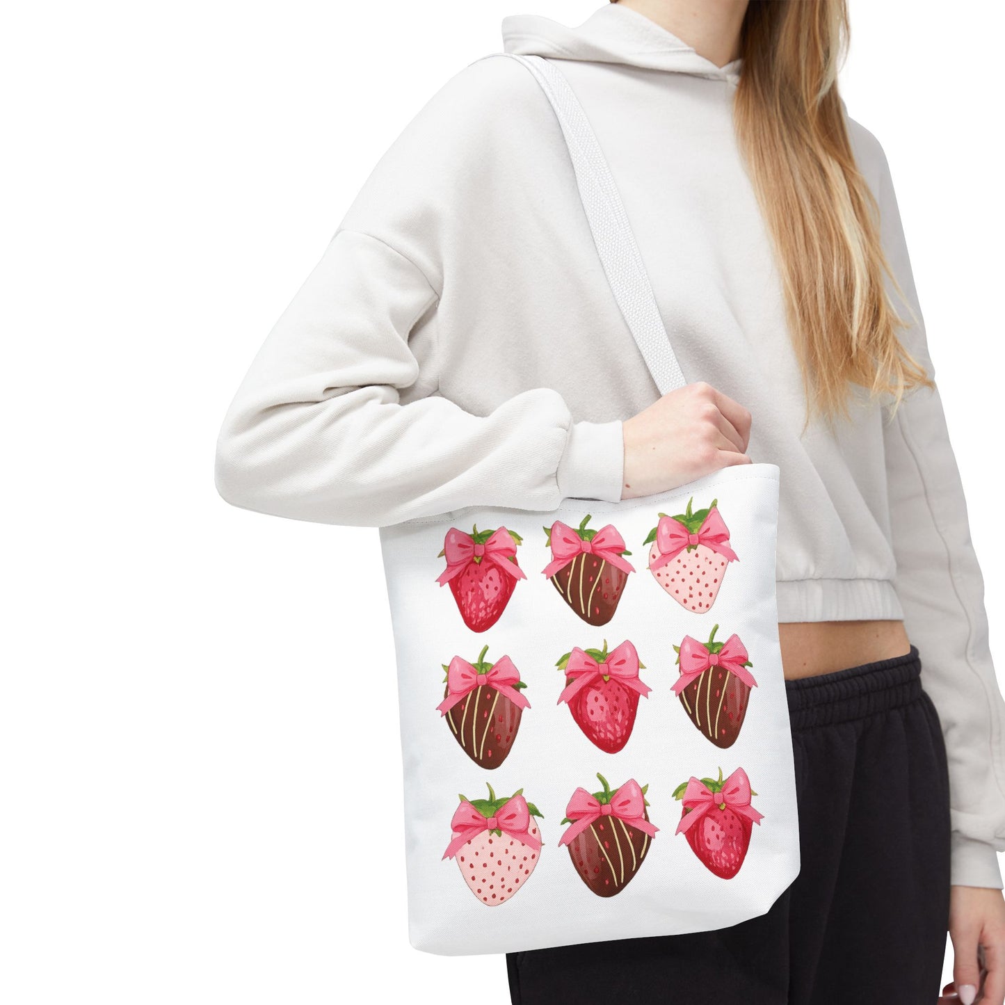 🍓 Chocolate-Covered Strawberry Tote Bag – Sweet, Stylish & Practical 🍫