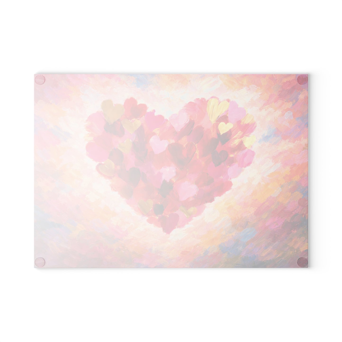 Abstract Heart Art Glass Cutting Board – Colorful Painted Love Kitchen Decor