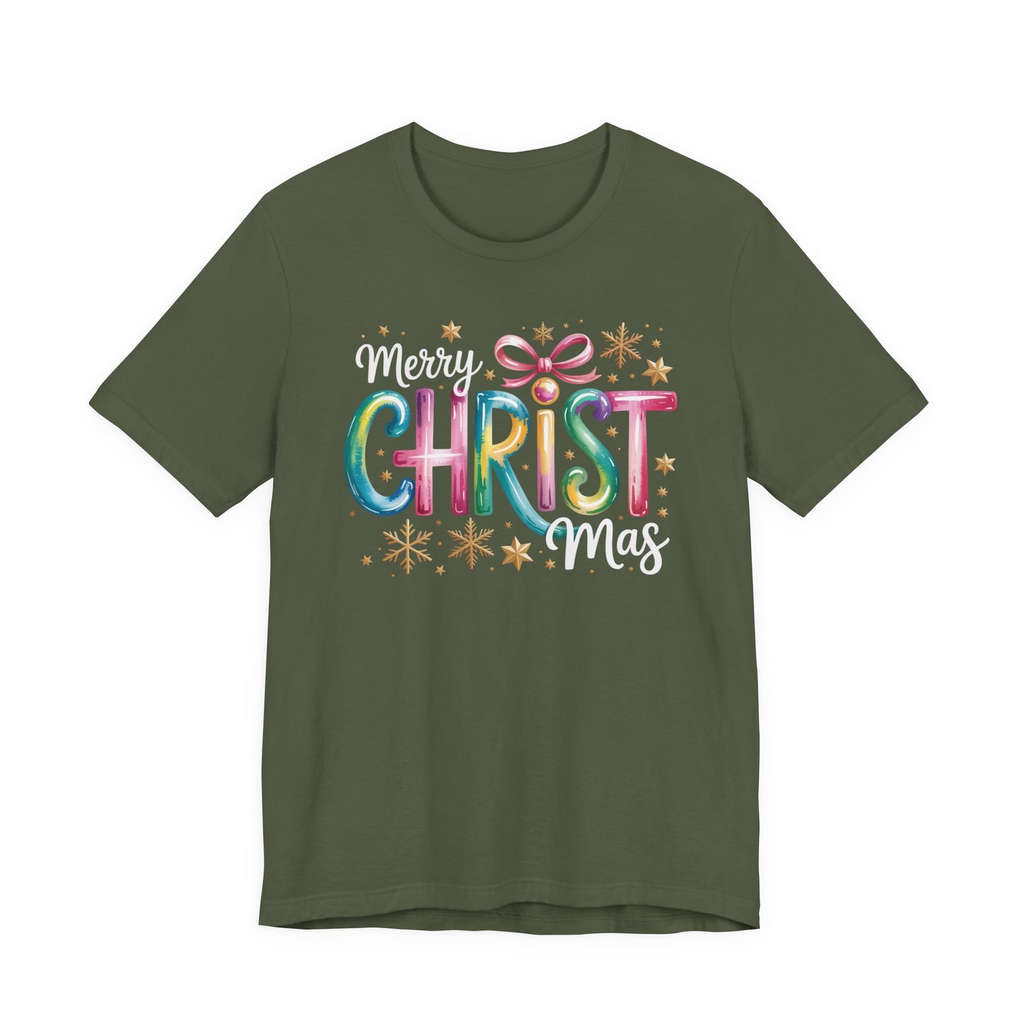 🎄✨ Merry Christmas Glow Lettering T-Shirt – Festive & Bright Holiday Style 🎁🌟