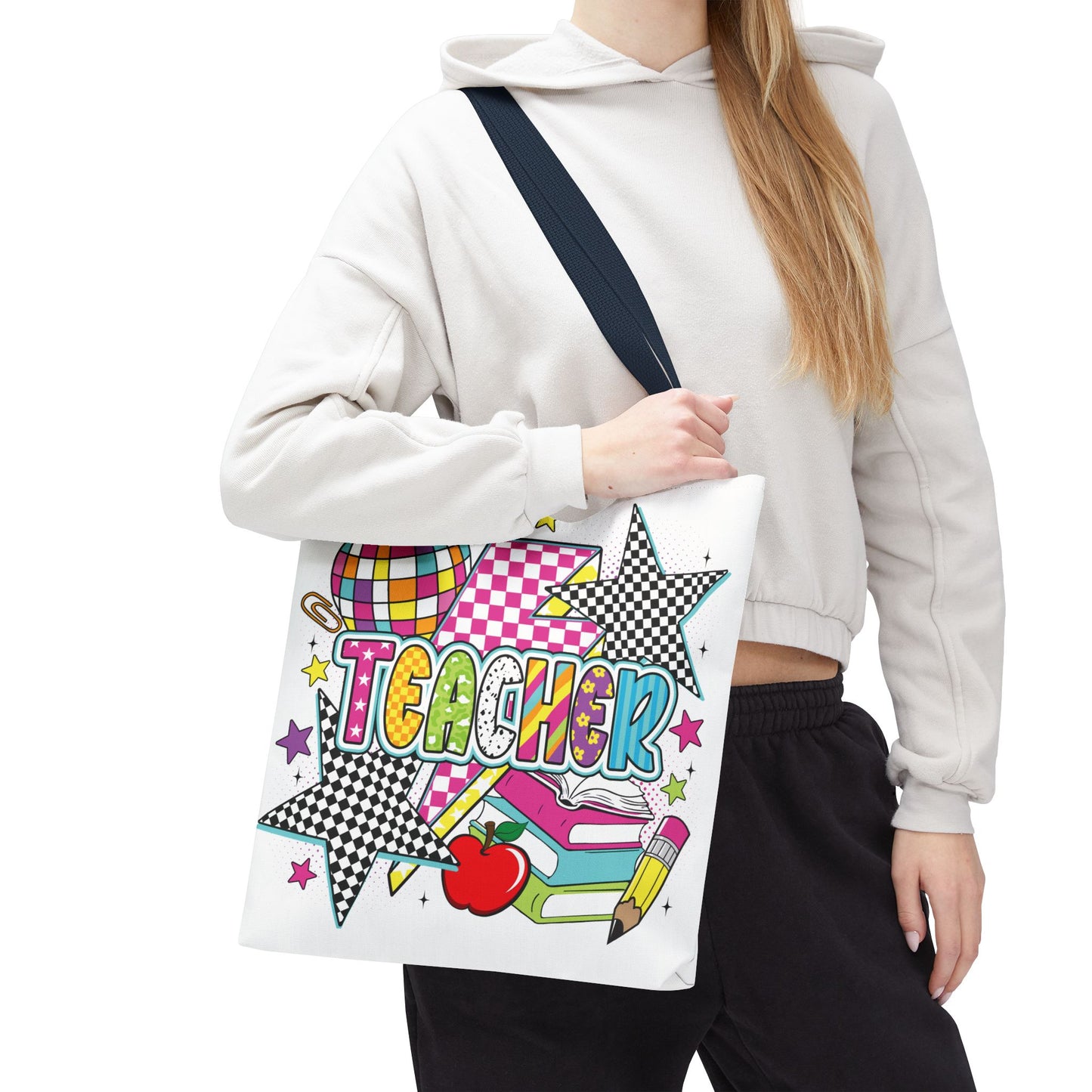 🌟 Bright Teacher Stars Tote – Bold Style for the Best in Class 🍎