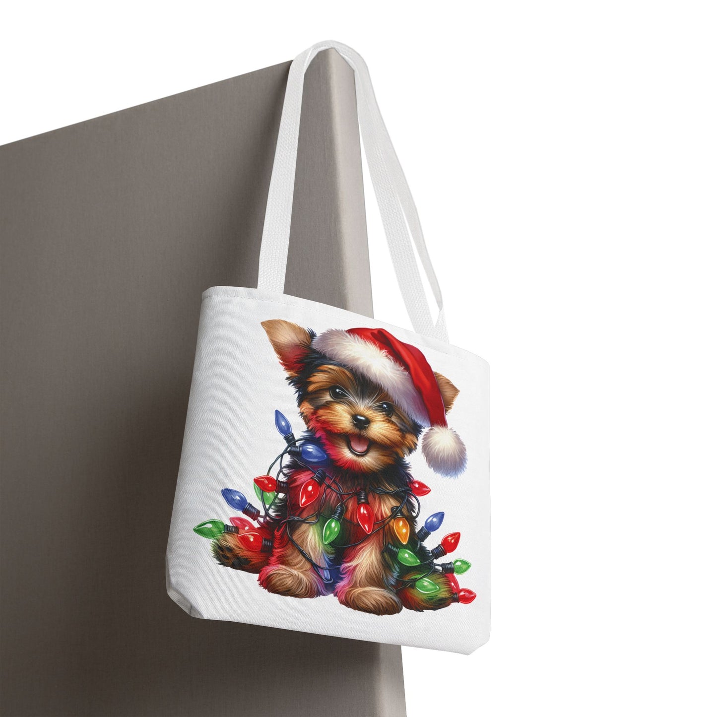 🎄 Yorkie Christmas Lights Tote Bag – Holiday Cheer in Every Carry 🎁