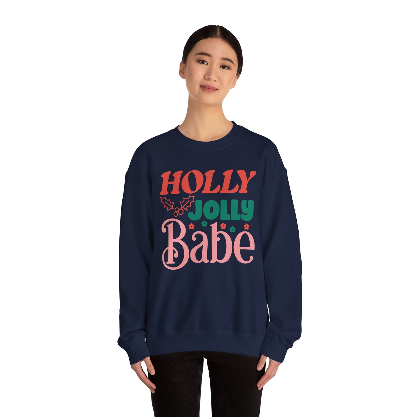🎀✨ Holly Jolly Babe Retro Crewneck – Cute, Cozy & Festive