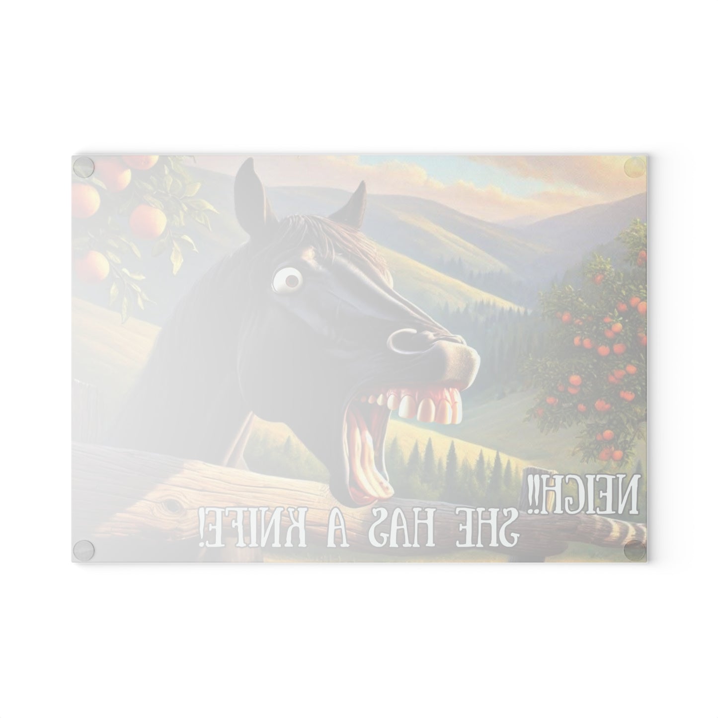 Tabla de cortar de vidrio, diseño de caballo ranchero, decoración de cocina occidental, regalo para amantes de los caballos, estilo rústico, tabla de cortar, tabla de charcutería