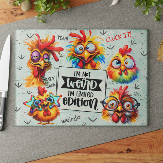 Funny Chicken Glass Cutting Board – I’m Not Weird Limited Edition Kitchen Decor