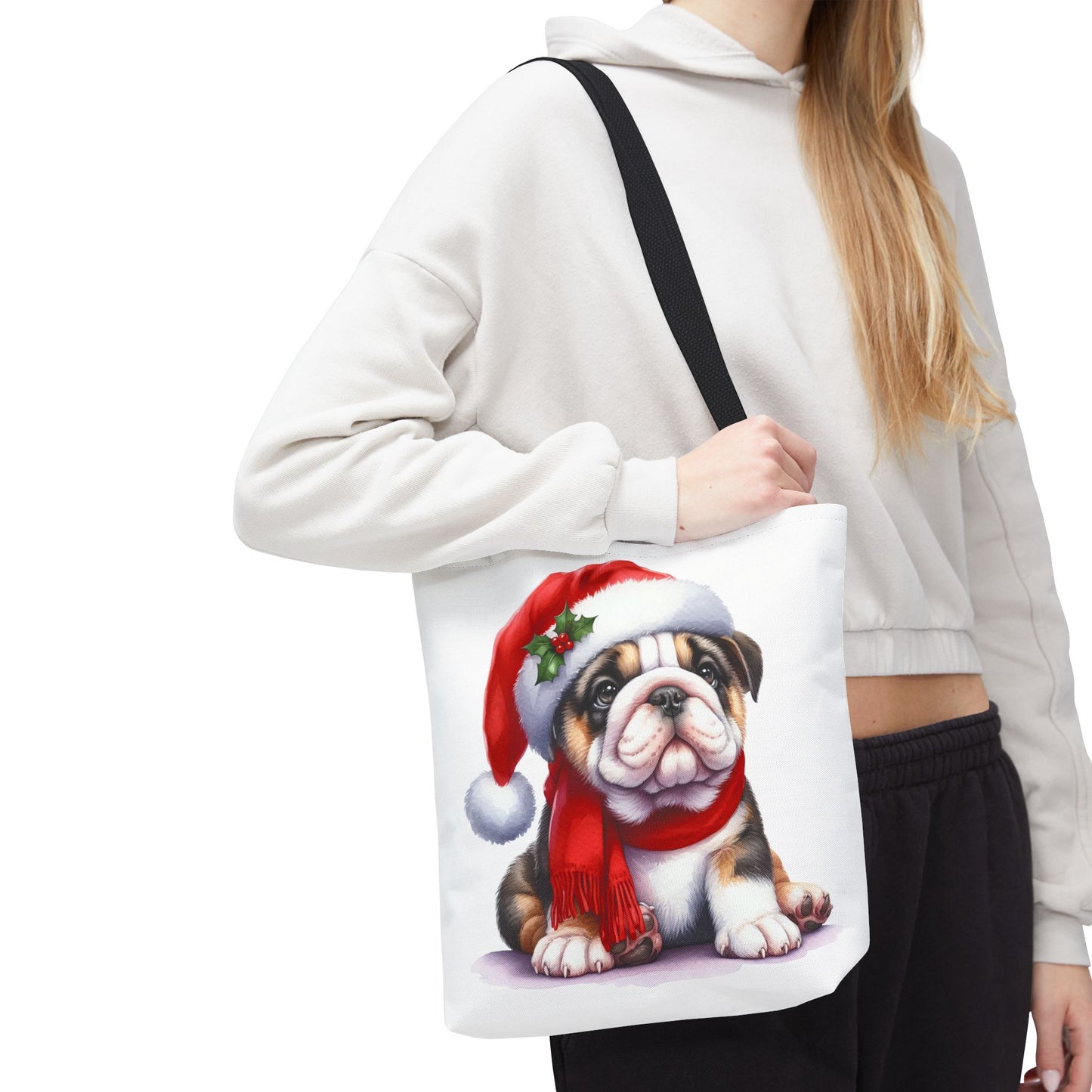 🎅 Bulldog Christmas Tote Bag – Cozy Holiday Style for Dog Lovers 🐾