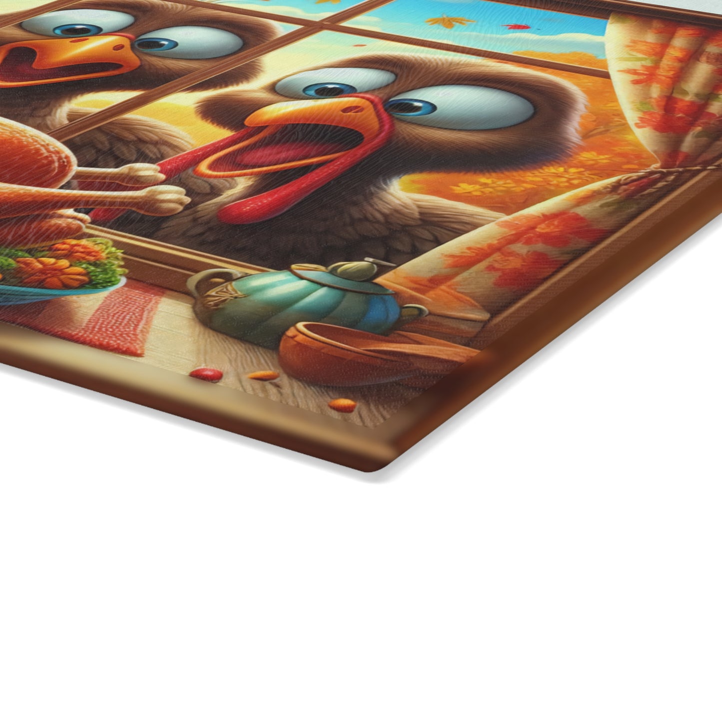 😂🦃 Funny Thanksgiving Turkeys Cutting Board – Gobble Squad at the Window
