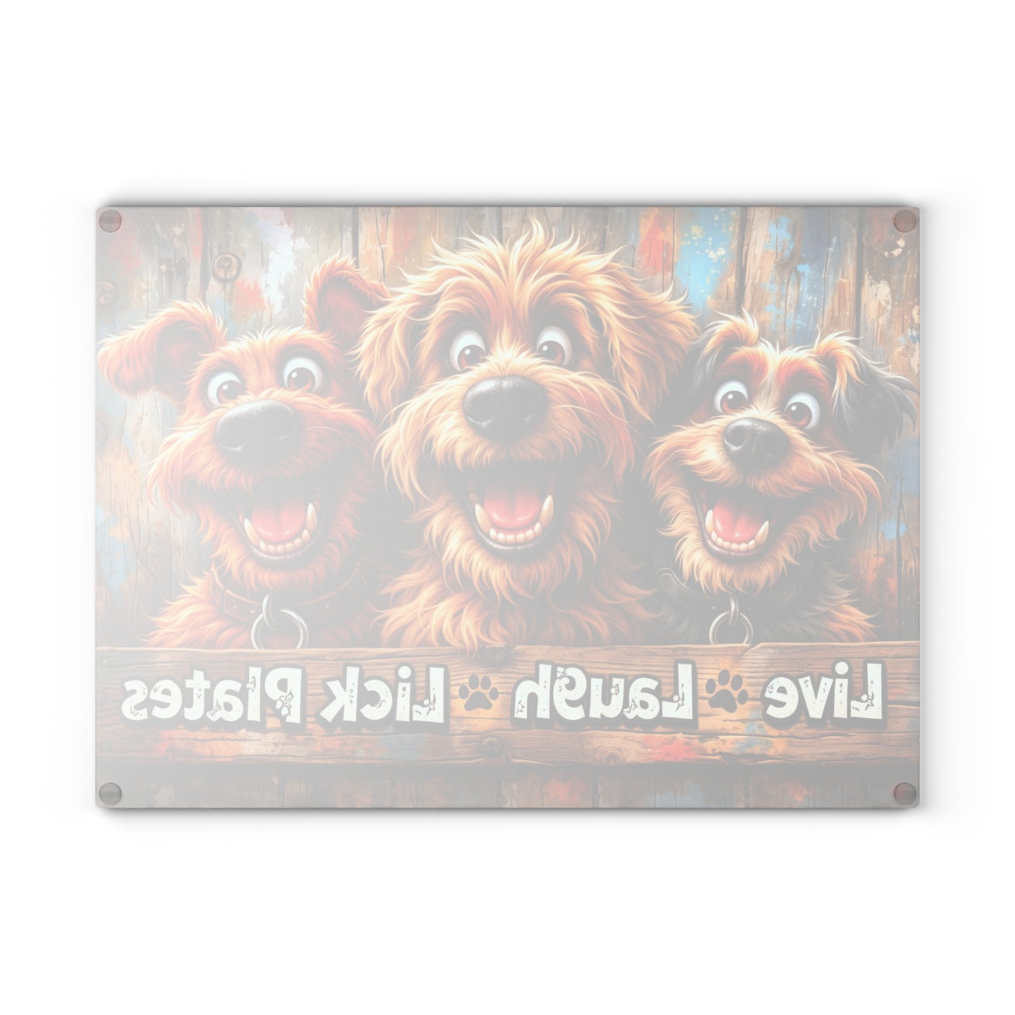 Live Laugh Lick Plates Glass Cutting Board – Funny Dog Kitchen Decor