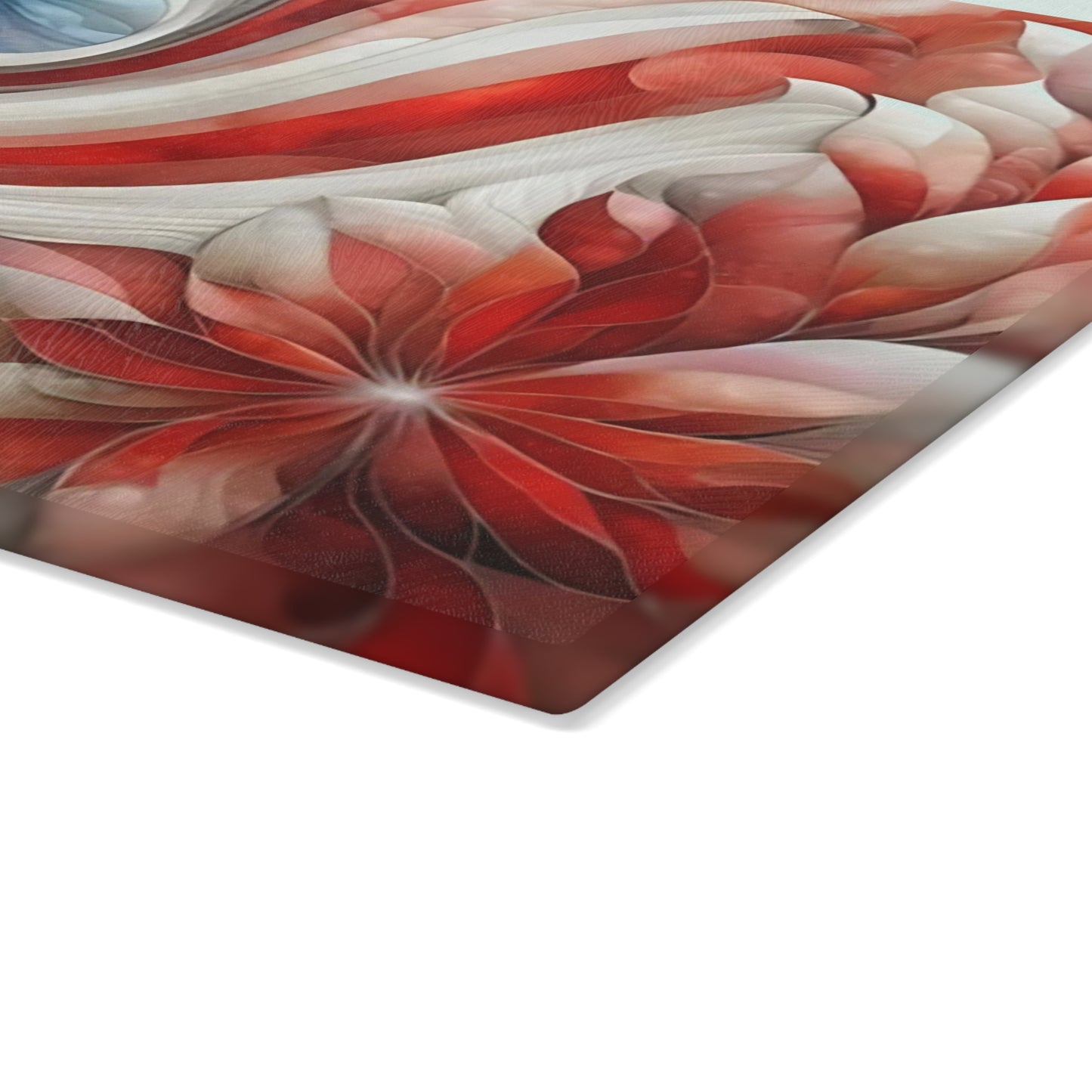 4th of July Quilt looking Glass Cutting Board – Patriotic Charm Meets Function