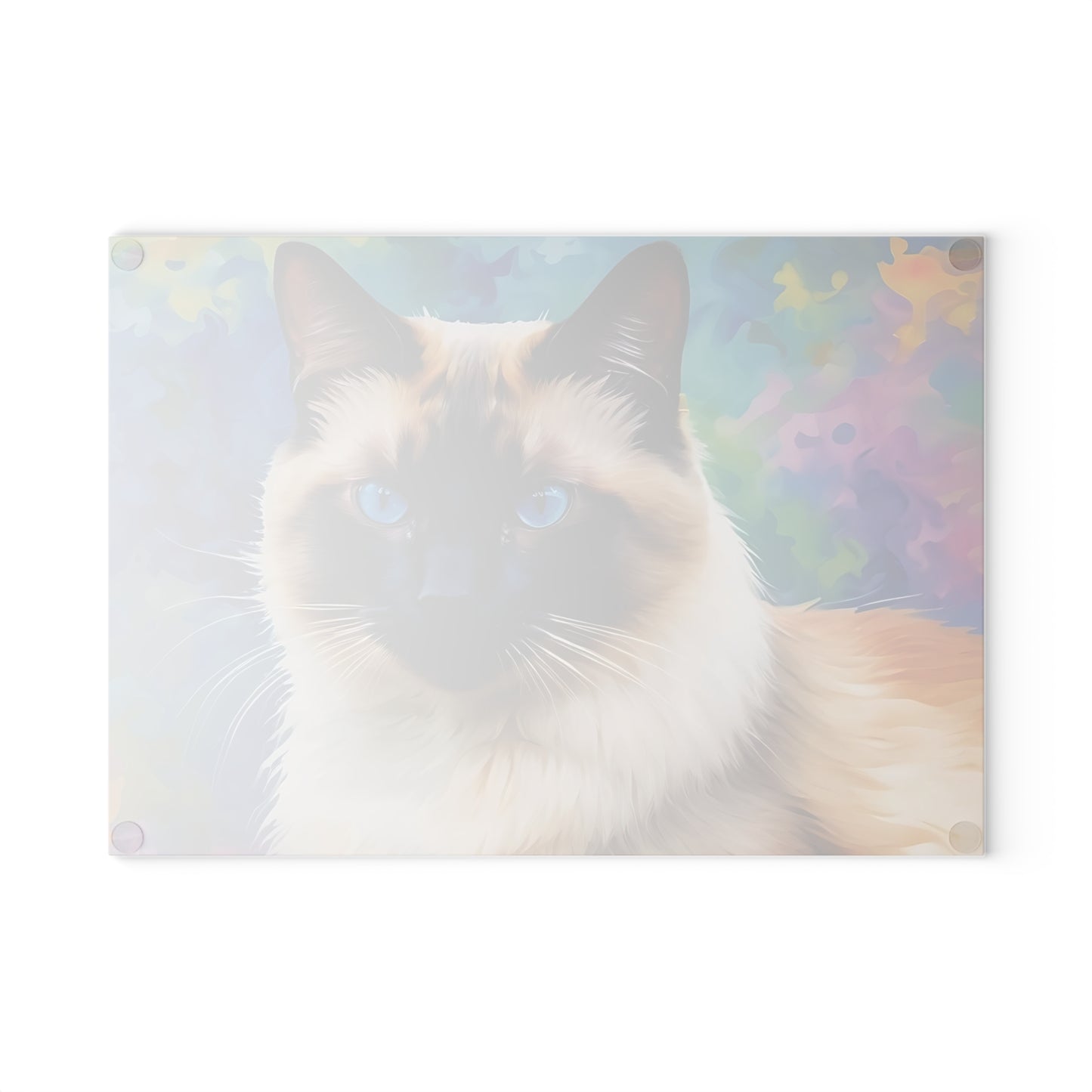😻 Siamese Cat Cutting Board – Blue-Eyed Beauty in a Color Splash Kitchen Scene 🟦🌈