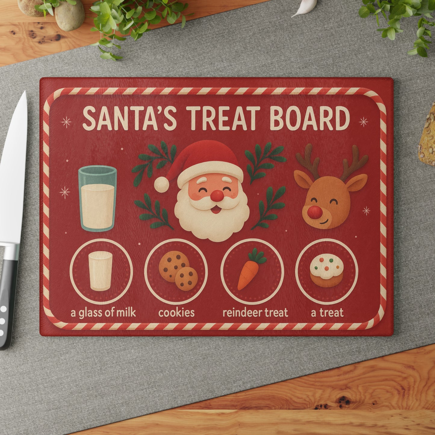 Santa’s Treat Board – Cozy Christmas Eve Charm for Your Holiday Kitchen 🎅🥛✨