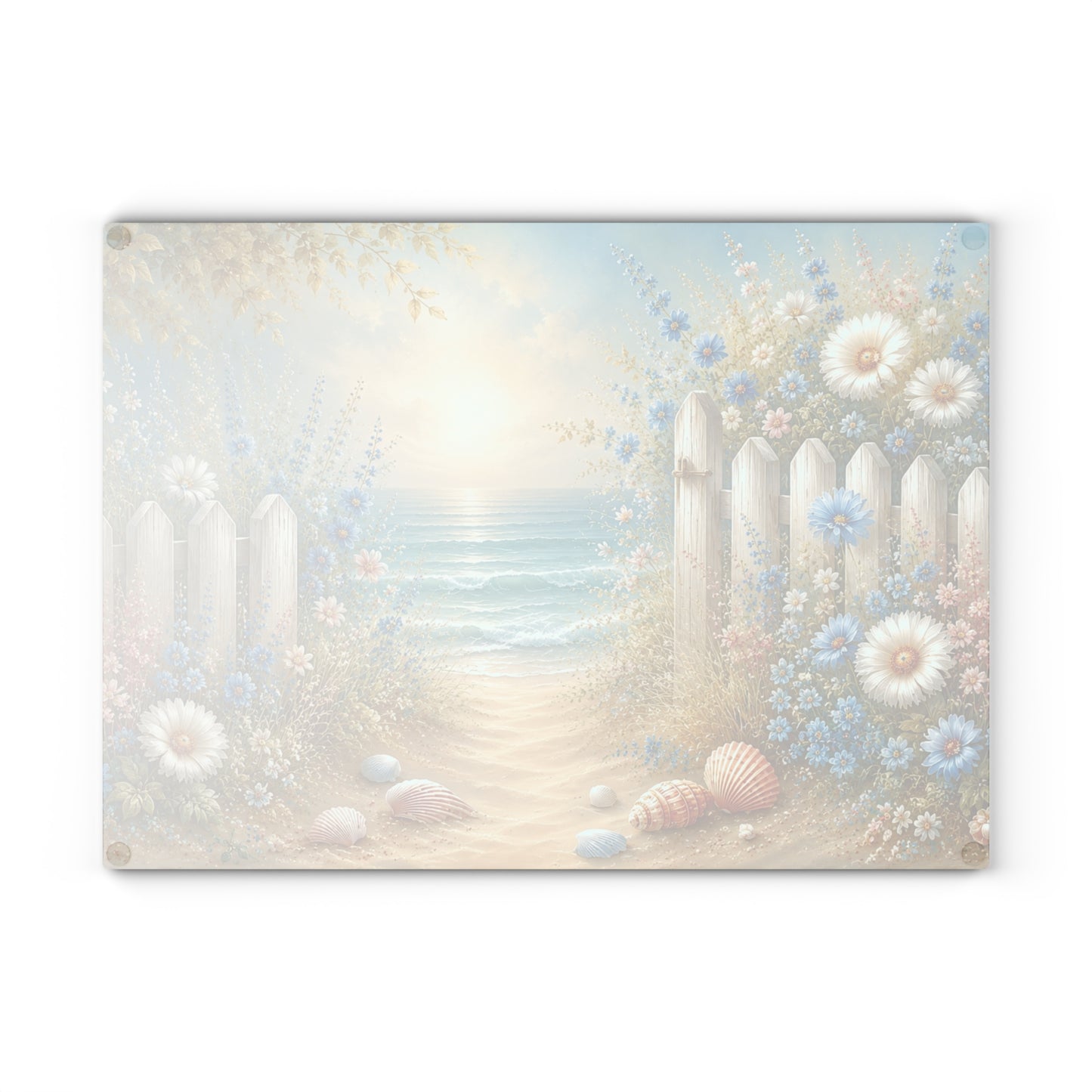 Coastal Floral Beach Path Glass Cutting Board