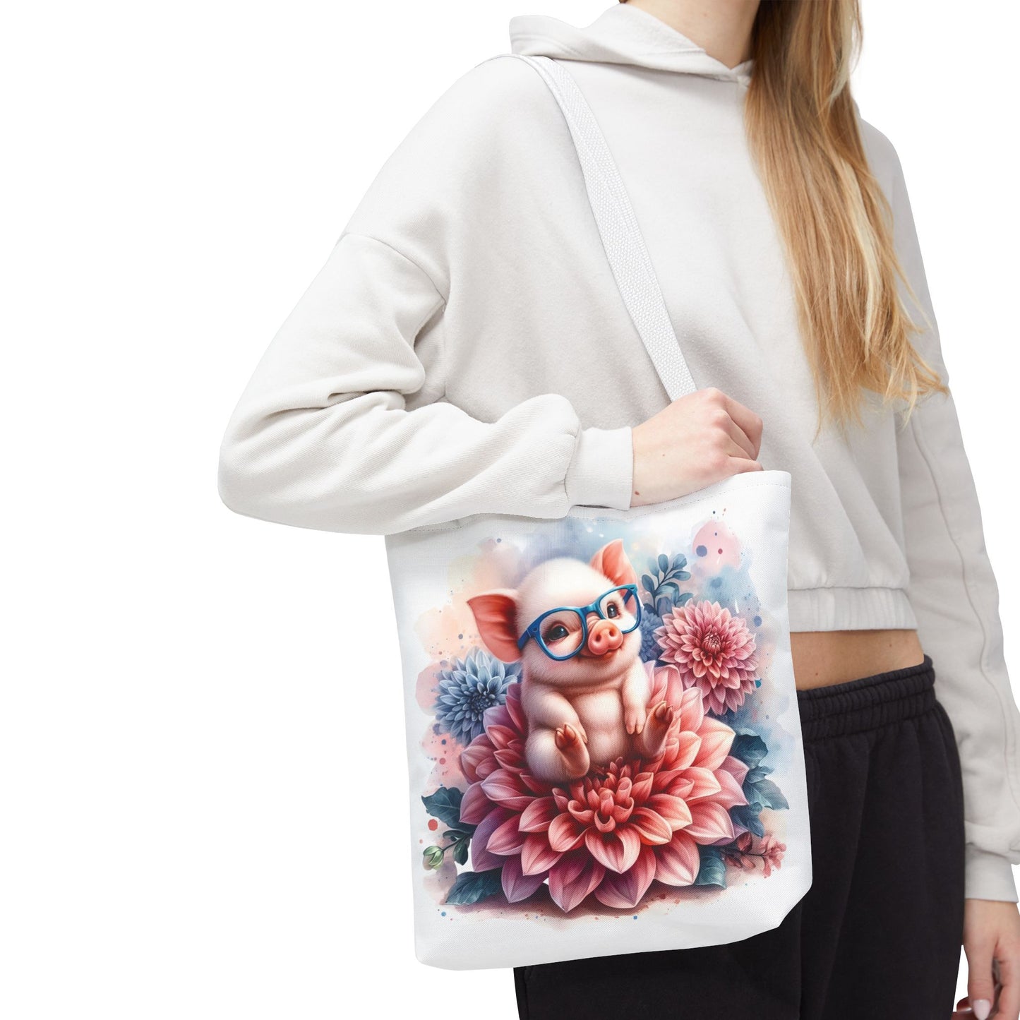 🐷 Floral Piglet Tote Bag – Cute, Whimsical & Practical 🌸