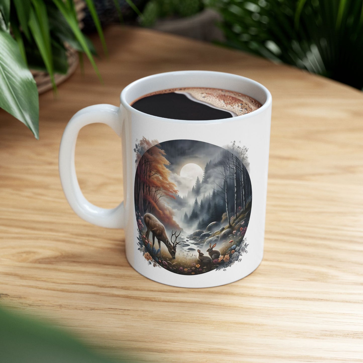 🦌🌲 Deer Forest Mug – Rustic Wildlife Coffee Cup ☕🍂