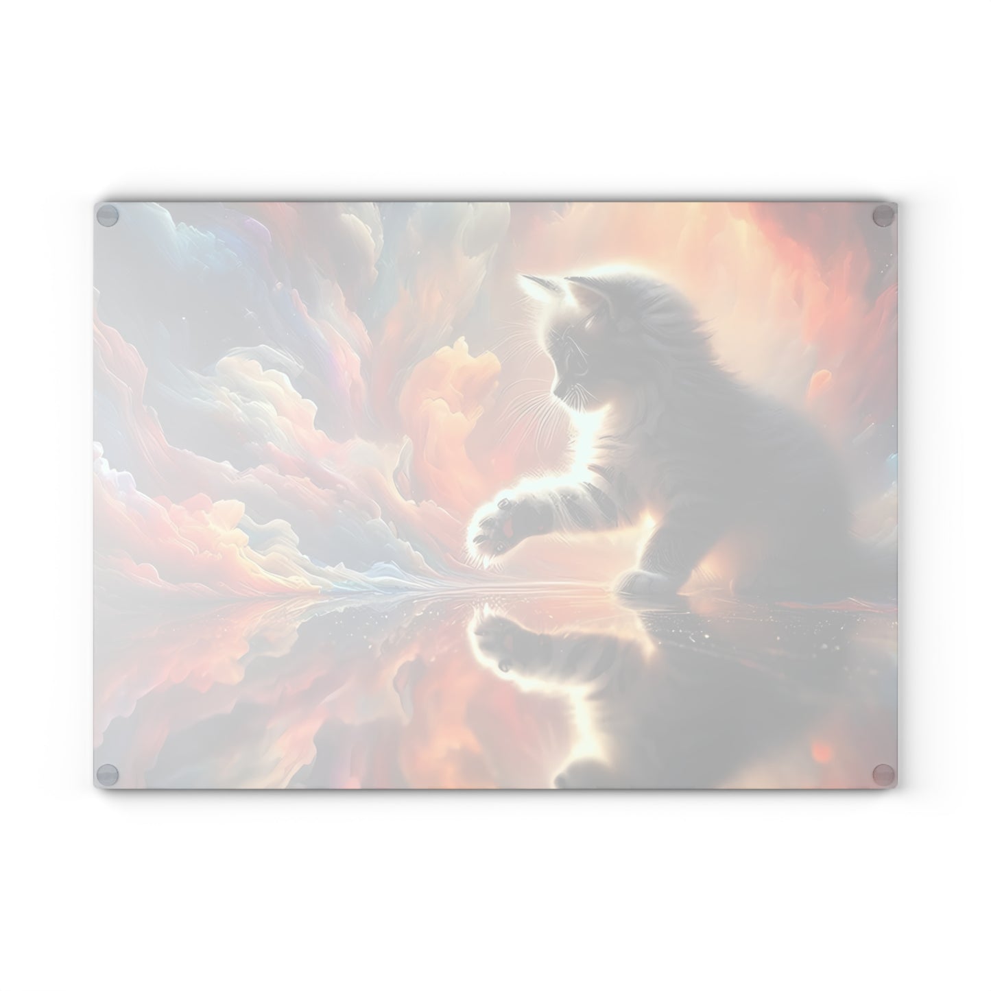 Tabla de cortar con diseño de gatito celestial: decoración de cocina con un toque de fantasía galáctica