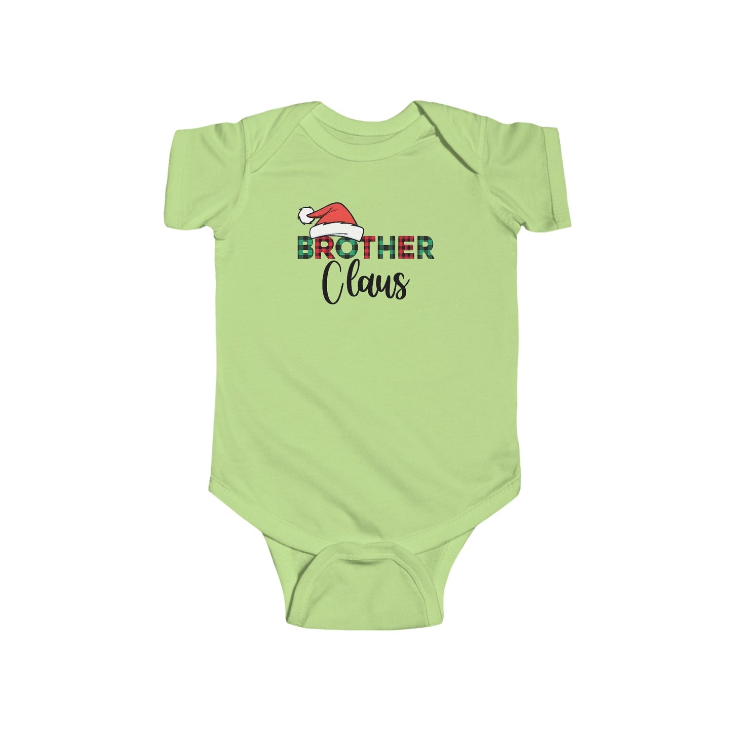 Brother Claus Baby Onesie – Festive Plaid Lettering & Cozy Winter Outfit 🎅❄️