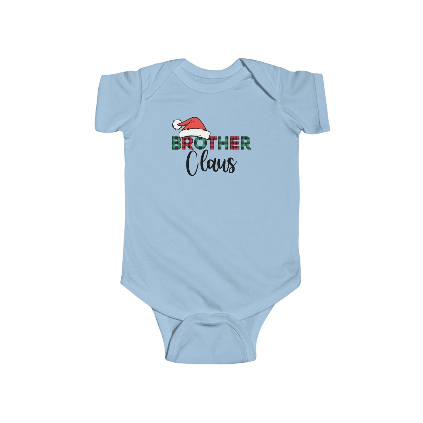 Brother Claus Baby Onesie – Festive Plaid Lettering & Cozy Winter Outfit 🎅❄️