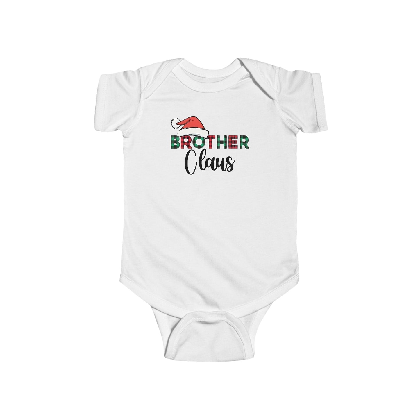 Brother Claus Baby Onesie – Festive Plaid Lettering & Cozy Winter Outfit 🎅❄️