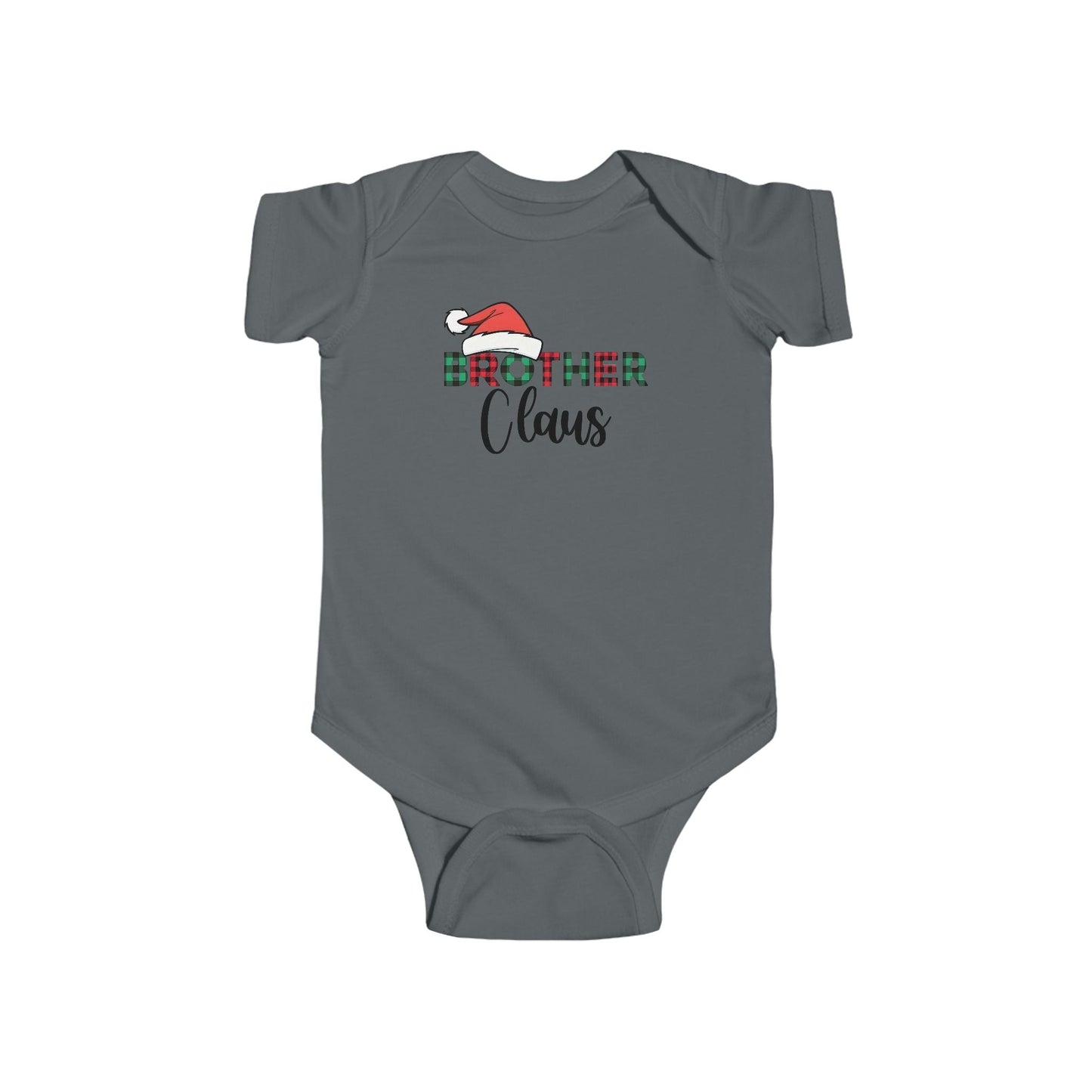 Brother Claus Baby Onesie – Festive Plaid Lettering & Cozy Winter Outfit 🎅❄️