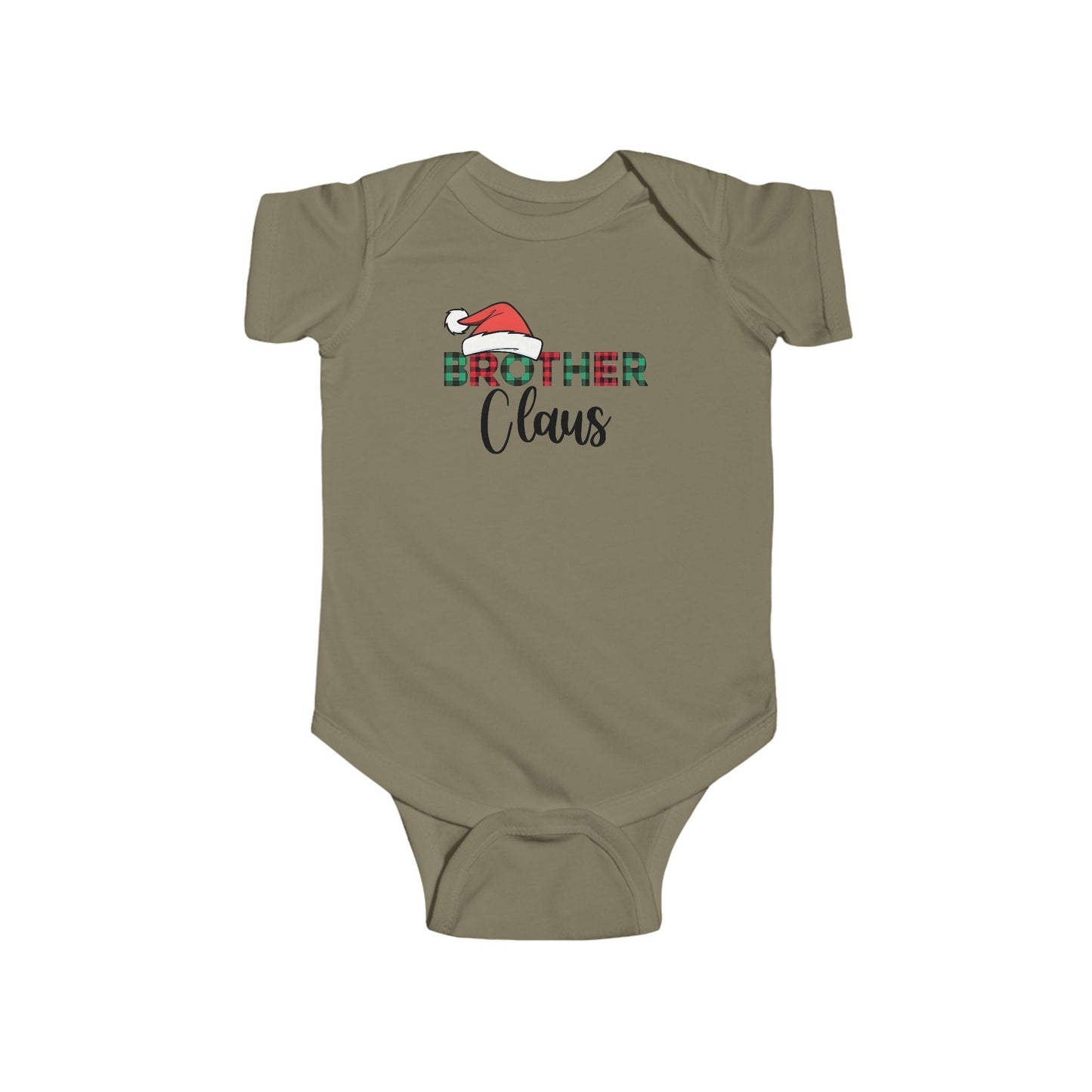 Brother Claus Baby Onesie – Festive Plaid Lettering & Cozy Winter Outfit 🎅❄️