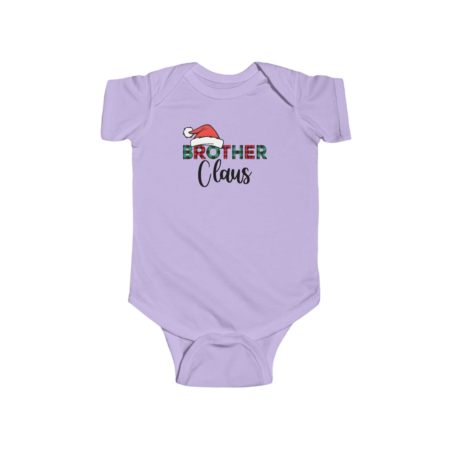 Brother Claus Baby Onesie – Festive Plaid Lettering & Cozy Winter Outfit 🎅❄️