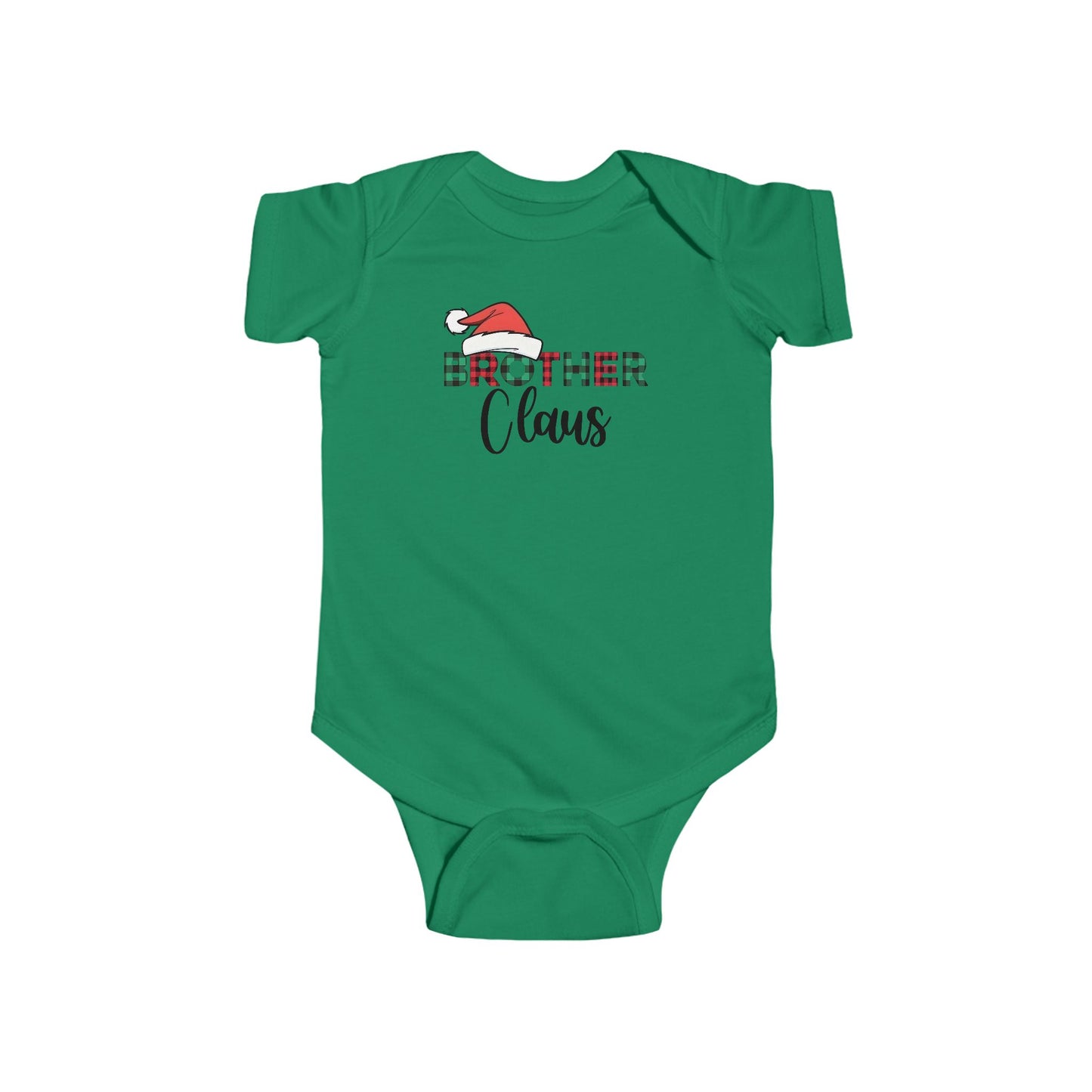 Brother Claus Baby Onesie – Festive Plaid Lettering & Cozy Winter Outfit 🎅❄️