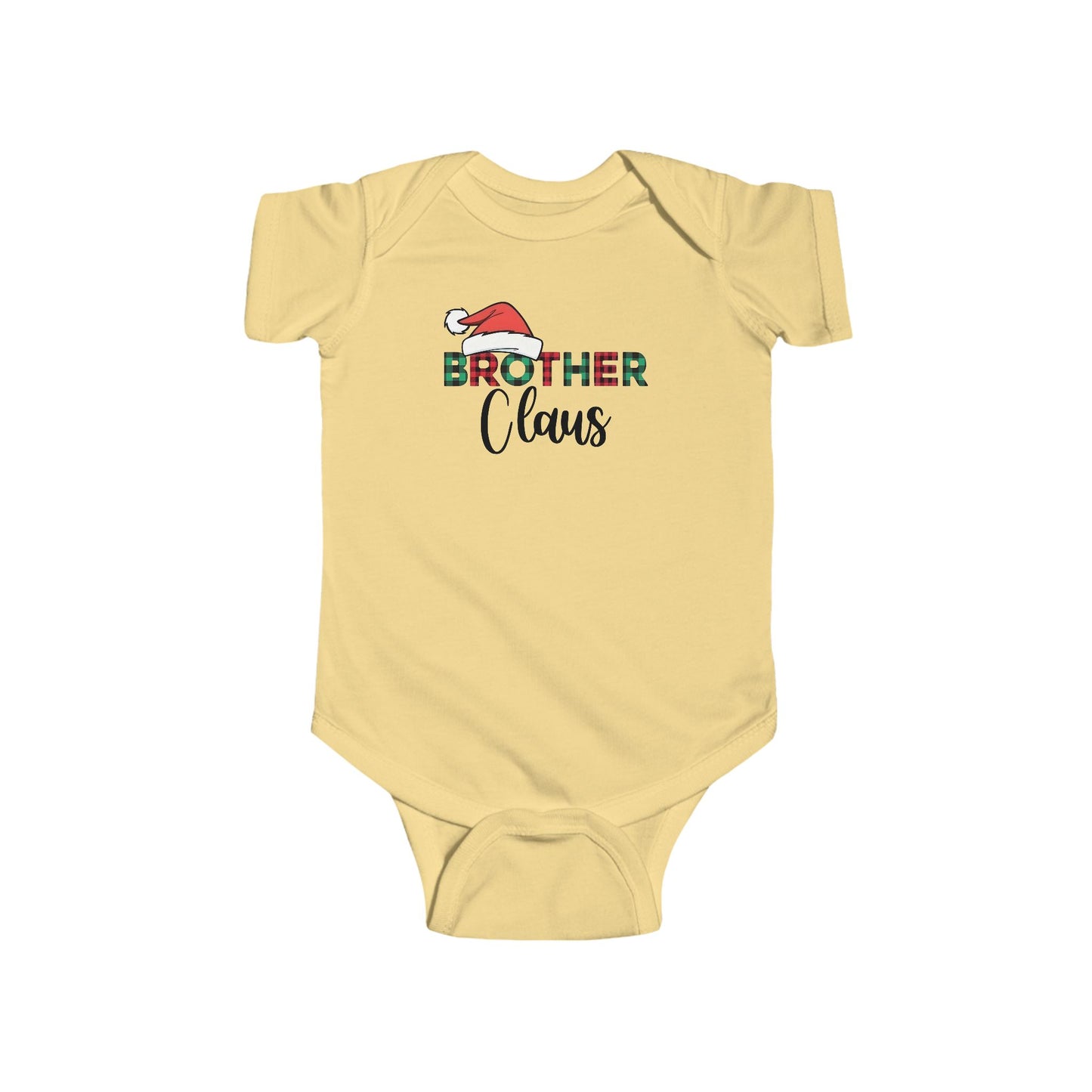 Brother Claus Baby Onesie – Festive Plaid Lettering & Cozy Winter Outfit 🎅❄️