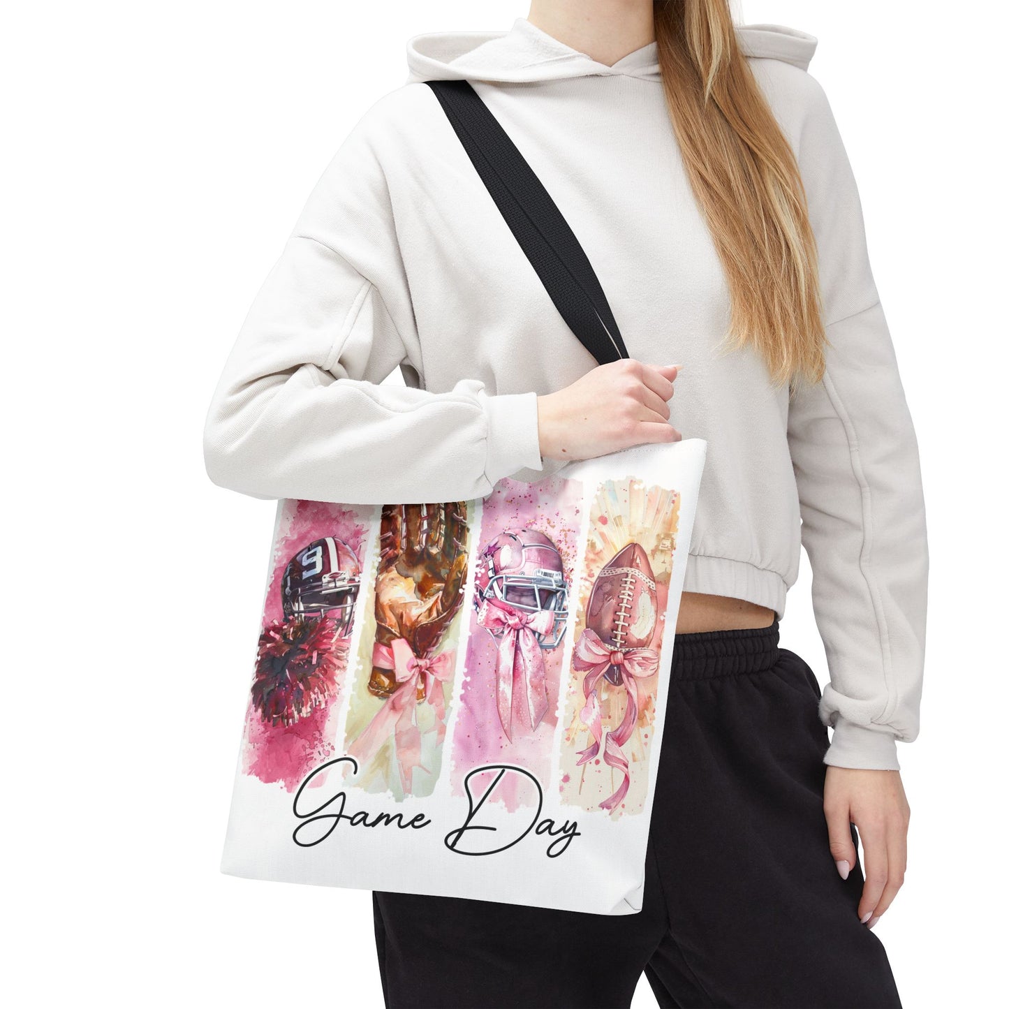 🏈 Game Day Pink Ribbon Tote Bag – Football & Pink Power 💖👜
