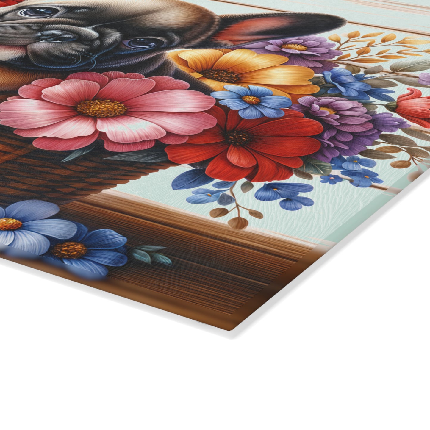 🐶🌸 French Bulldog in Basket Cutting Board – Adorable Elegance for Your Kitchen 🌼