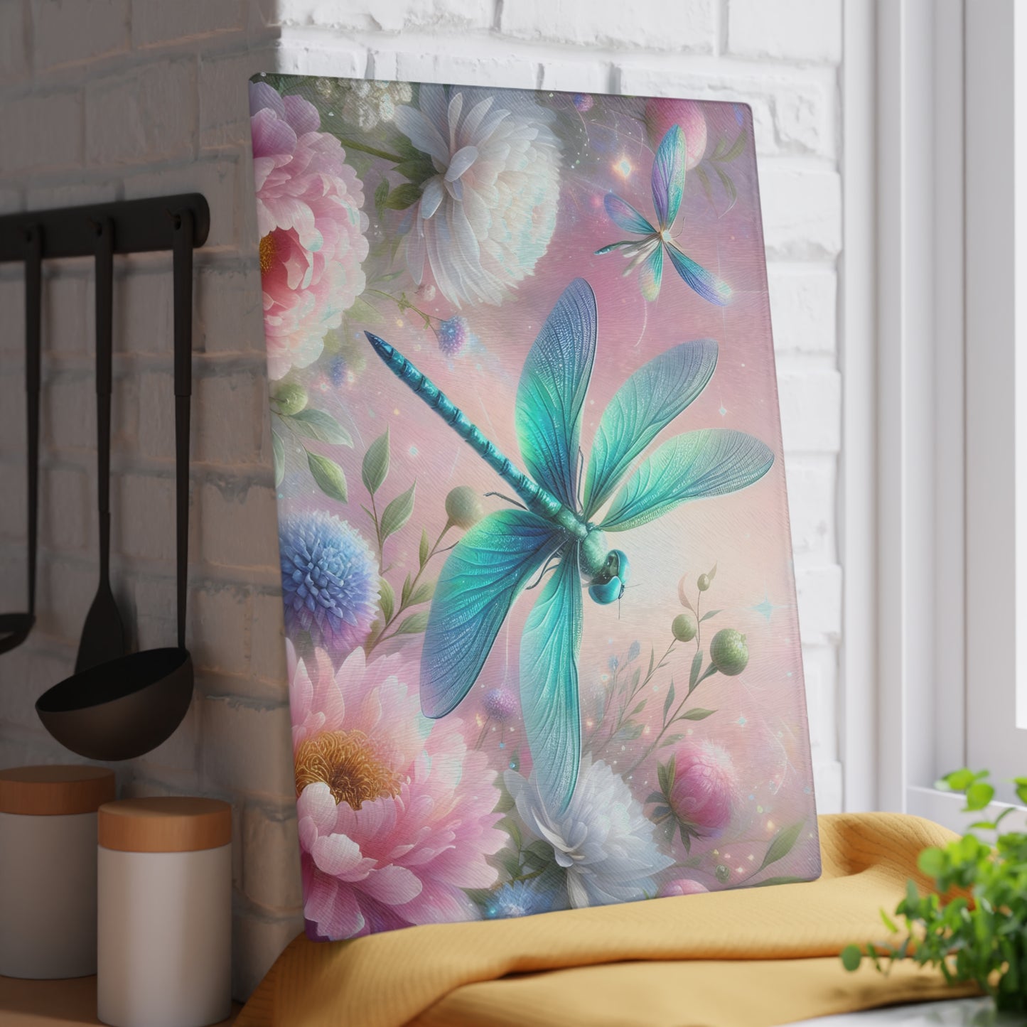 🦋 Dragonfly Garden Cutting Board – Whimsical Beauty for Your Kitchen 🌸