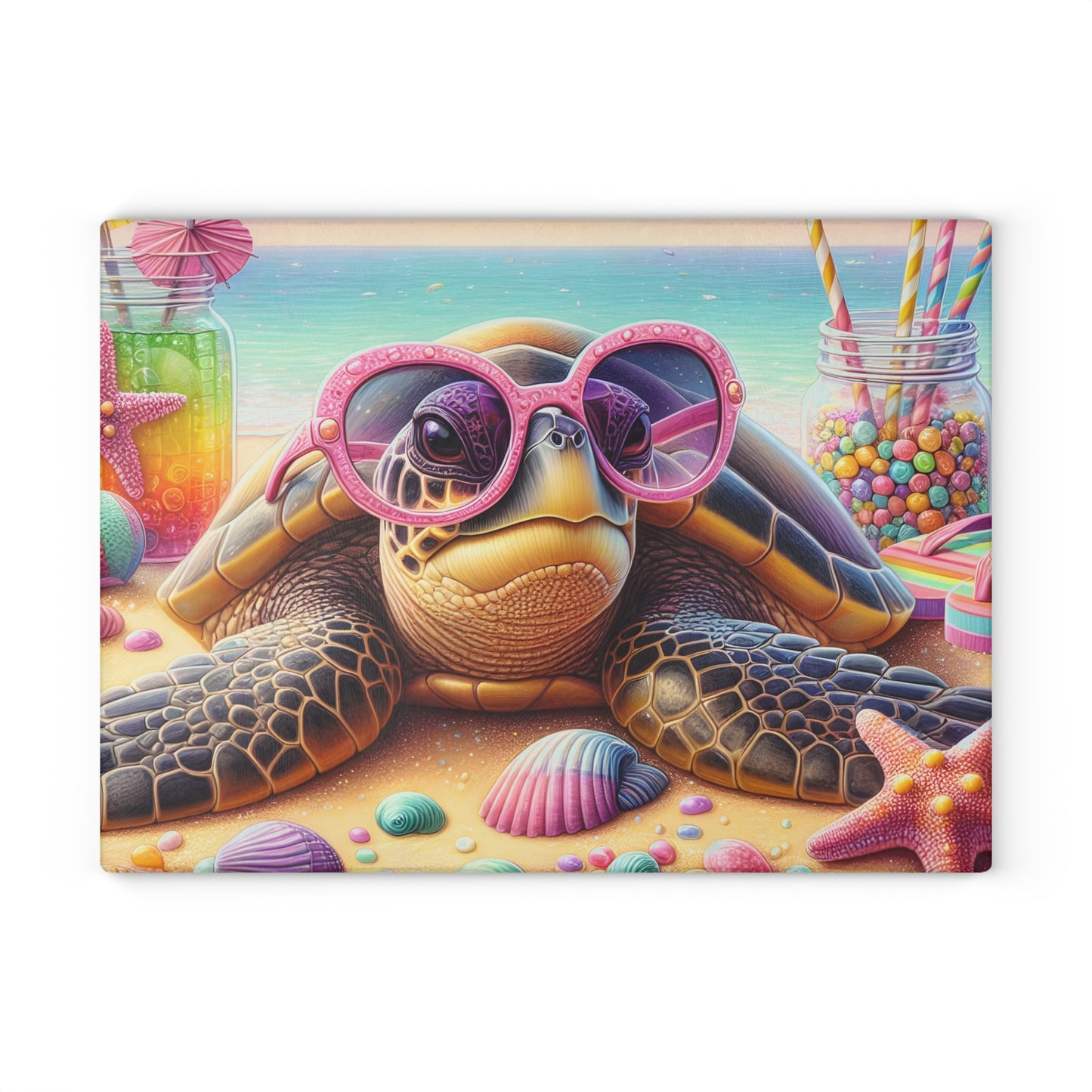 🐢 Fun Beach Turtle Cutting Board – Coastal Vibes with a Pop of Pink 🌴