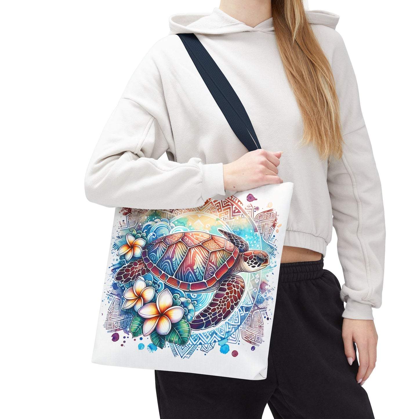🐢 Vibrant Tribal Sea Turtle Tote Bag – Ocean Beauty Meets Island Vibes 🌊👜
