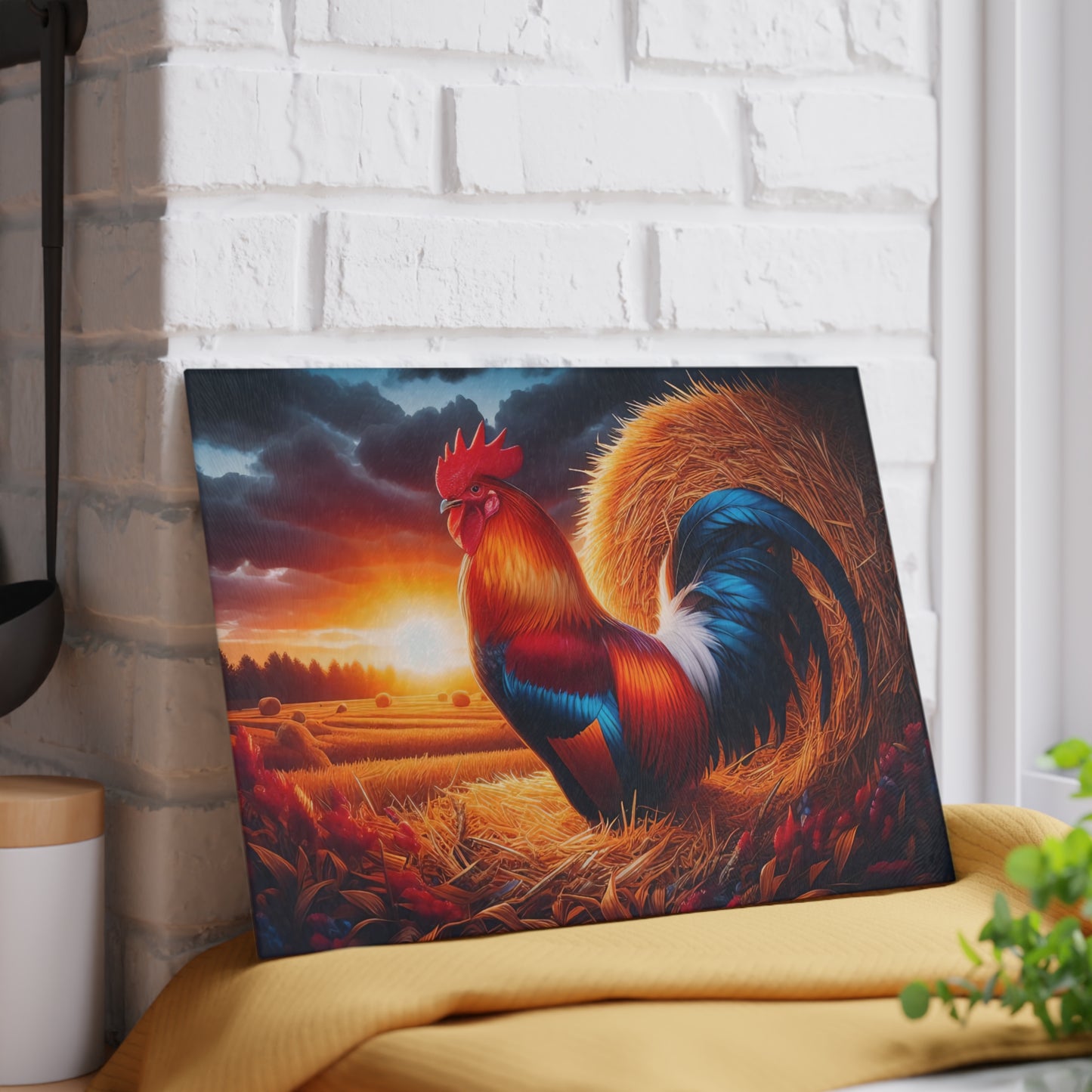 🐓🌅 Sunrise Rooster Cutting Board – Bold Farmhouse Charm for Your Kitchen 🌅🐓