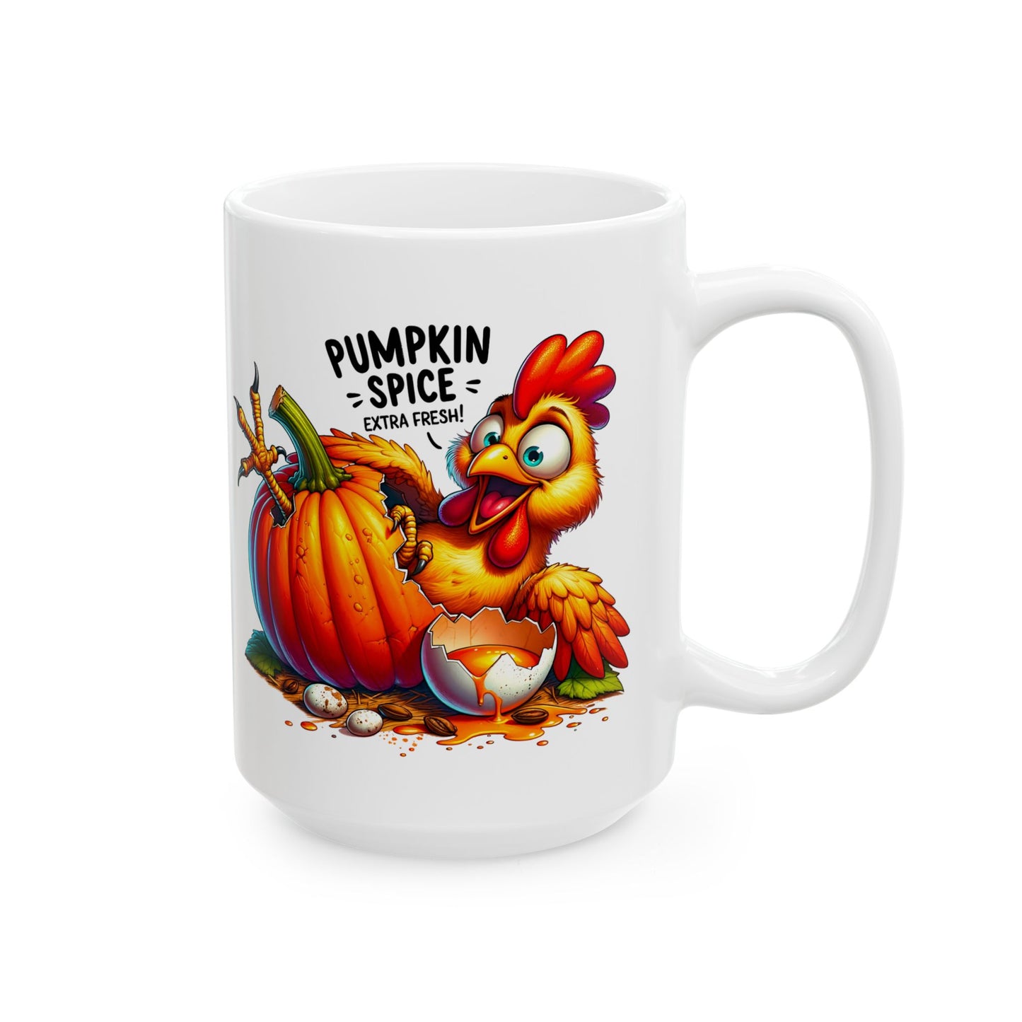 🐔🎃 Pumpkin Spice Extra Fresh Chicken Mug – Funny Fall Coffee Cup ✨☕