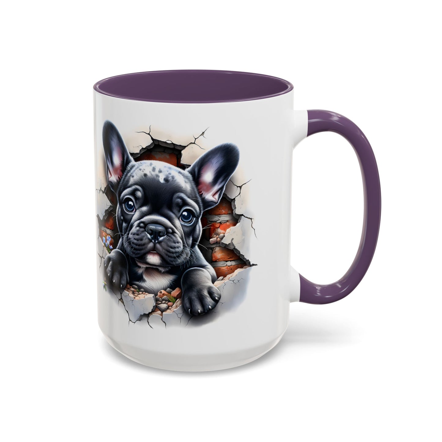 🐾🖤 Black French Bulldog Puppy Accent Mug – Cute Peek-Through Cup for Dog Lovers ☕✨