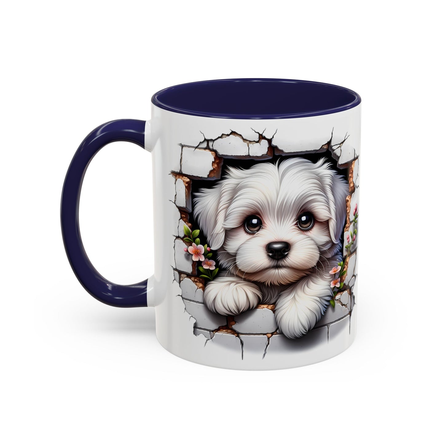 🎀🐶 Maltese Puppy Accent Mug – Cute Peek-Through Dog Design for Animal Lovers ☕💖