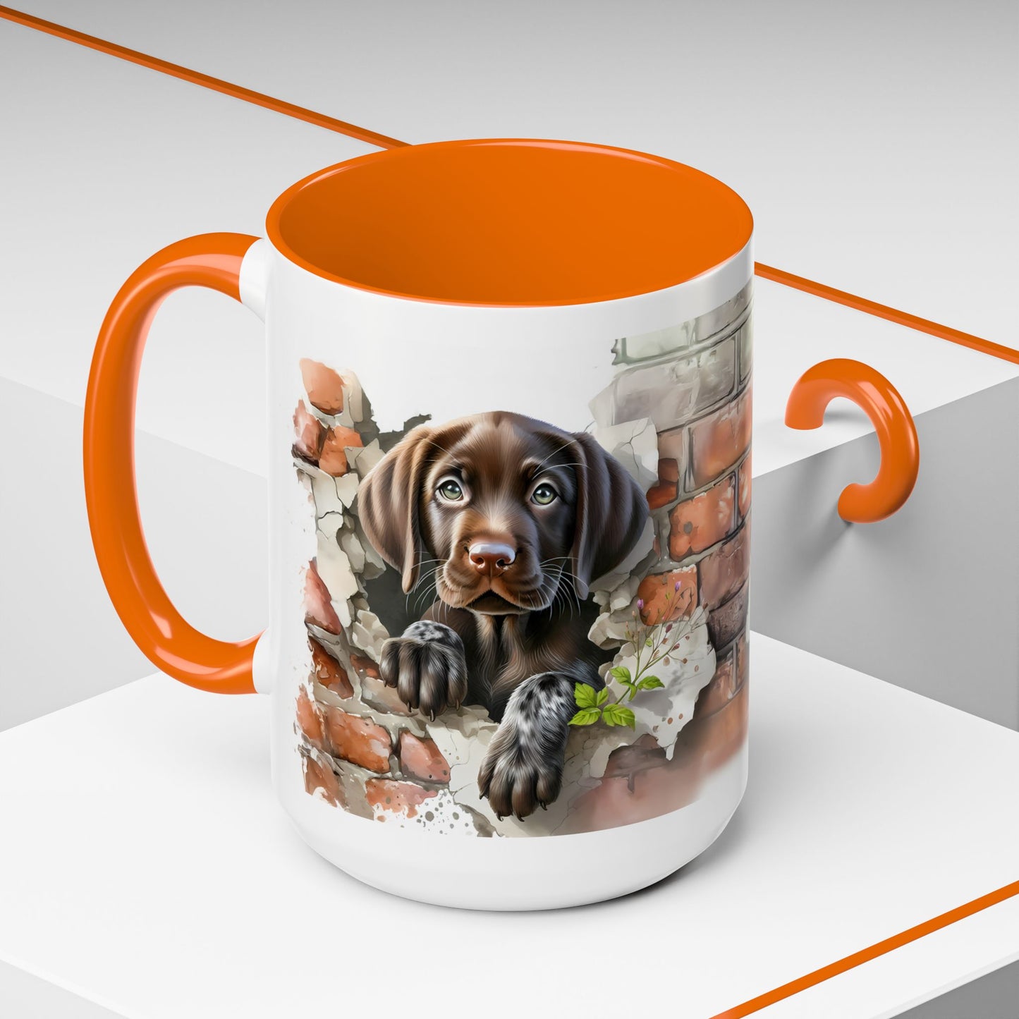 🐶🍫 Chocolate Lab Puppy Accent Mug – Sweet Brown Pup Coffee Cup ☕💛