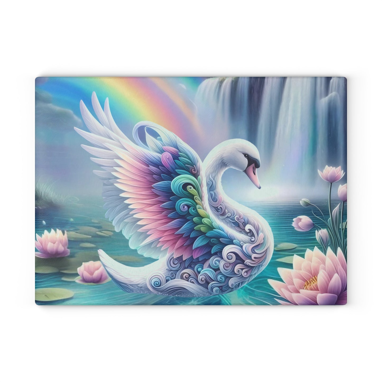 Tabla de cortar de vidrio con forma de cisne: elegante decoración de cocina | Tabla de servir de vidrio templado con un elegante diseño de pájaro