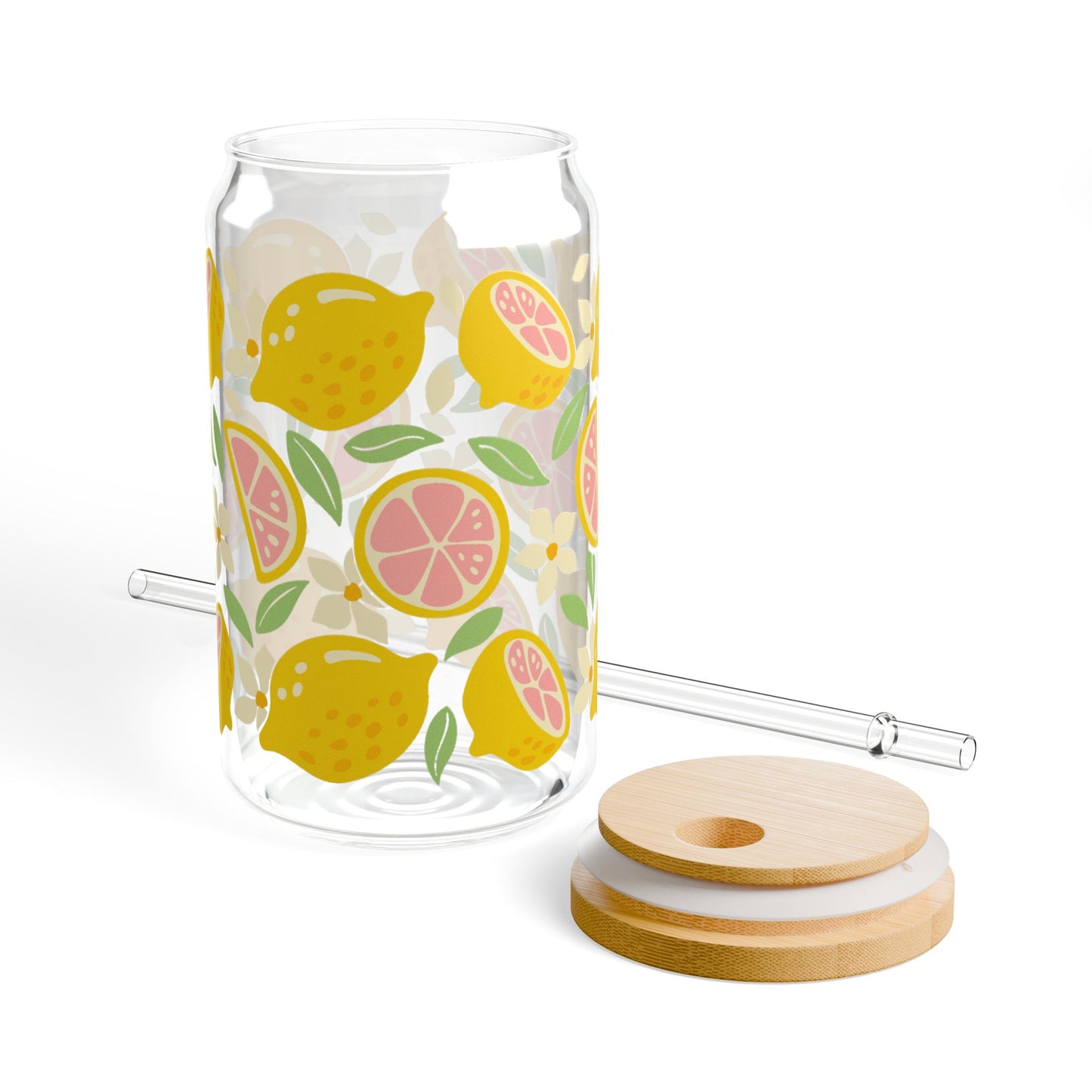 🍋🌸 Citrus Bloom Sipper Glass – 16oz Zesty Sunshine for Your Day 🌞🍊