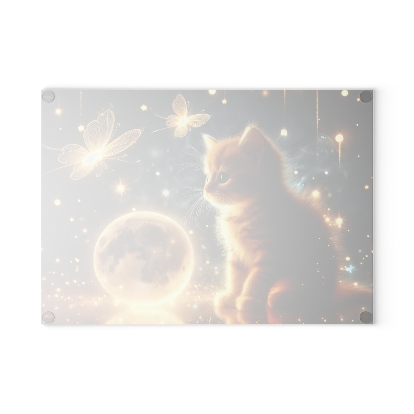 Tabby Cat cutting board, Tempered Glass Cutting Board, Charcuterie Board, Chopping Board, Housewarming Gift, Custom cutting board