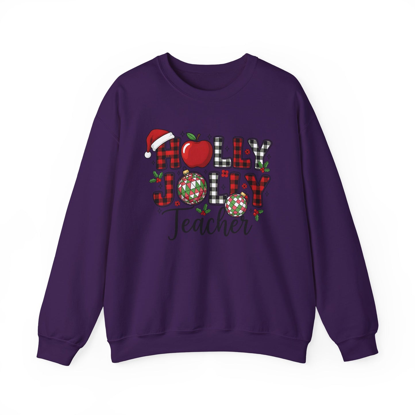 🍎✨ Holly Jolly Teacher Sweatshirt – Festive Classroom Cheer 🎄📚