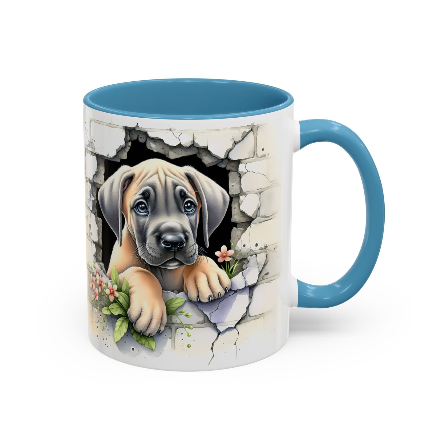 🐾 Great Dane Puppy Accent Mug – Sweet Peek-Through Puppy Design ☕💛