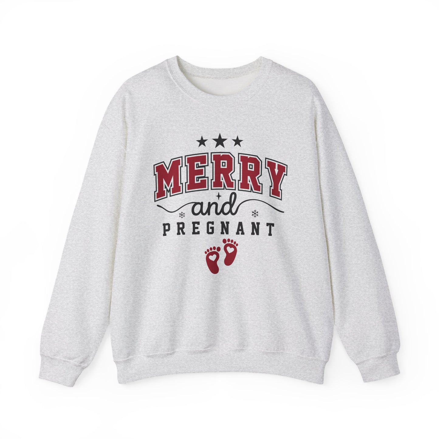 🎄👣 Merry Little Kicking Feet Christmas Maternity Sweatshirt – Cute Holiday Pregnancy Crewneck
